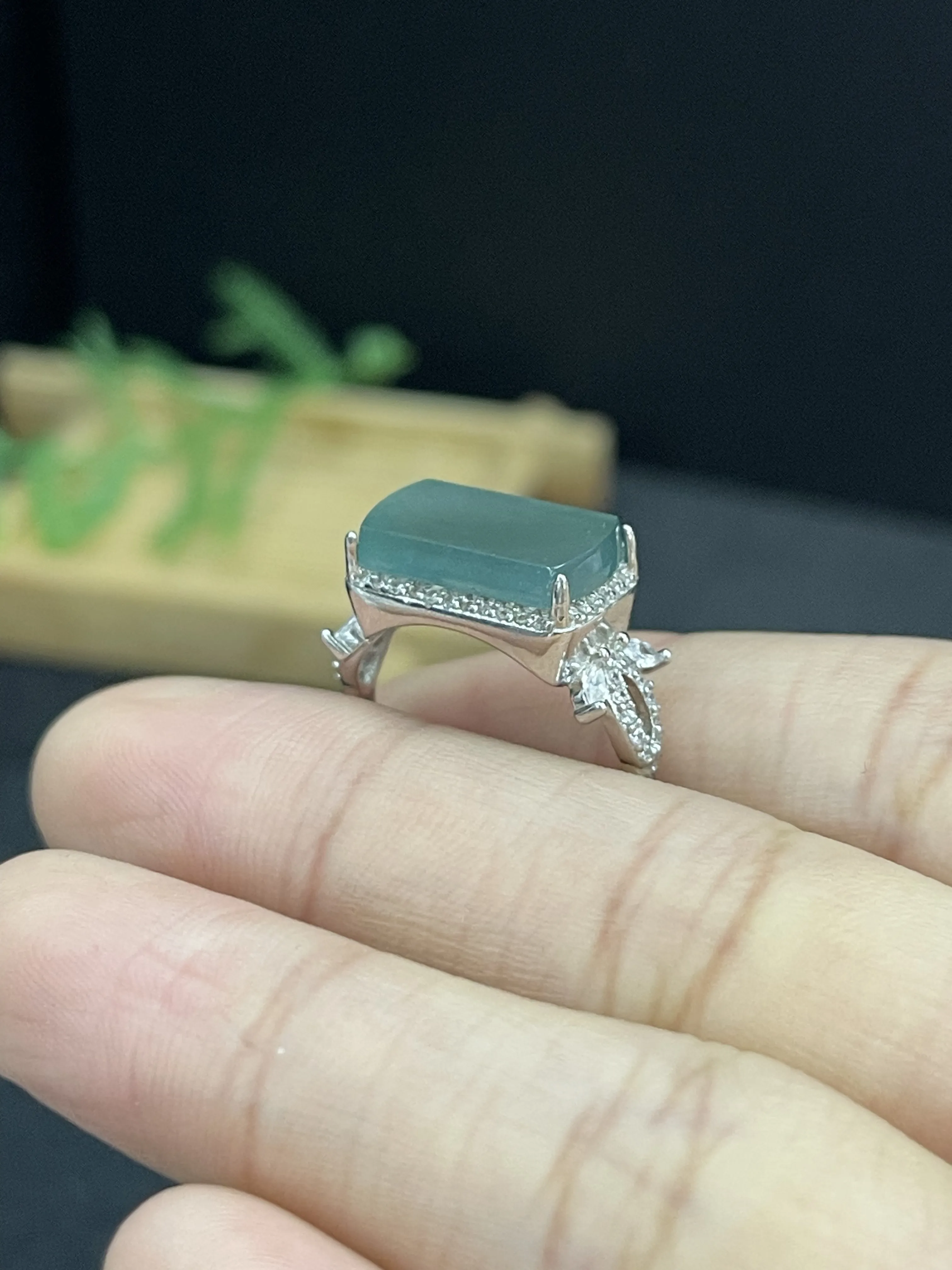 翡翠戒指，印记：S925