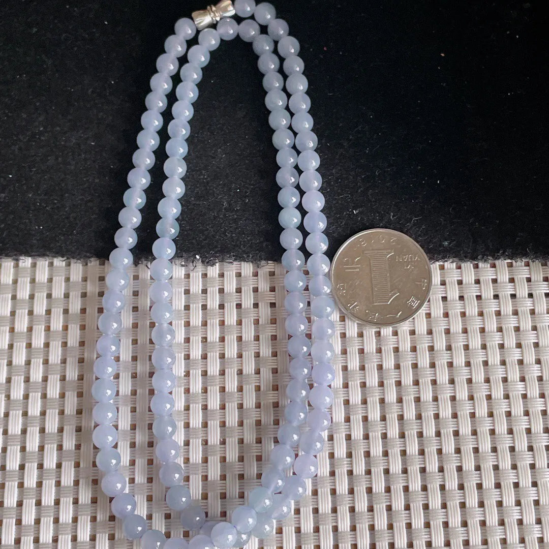 翡翠a货紫罗兰圆珠项链108颗，尺寸 5.4mm