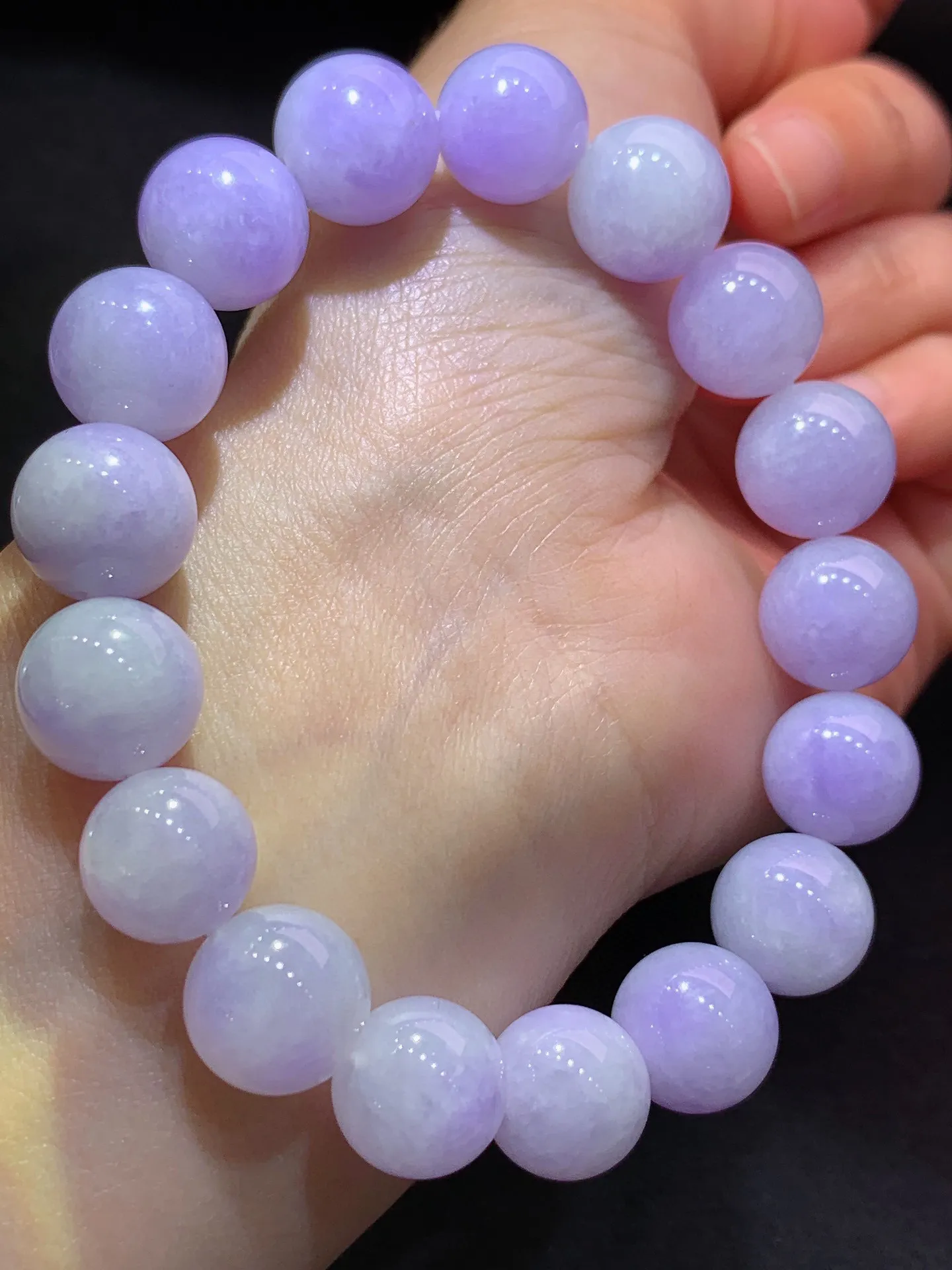 冰紫罗兰圆珠手串，手链，色泽鲜艳，种水足 直径11.8