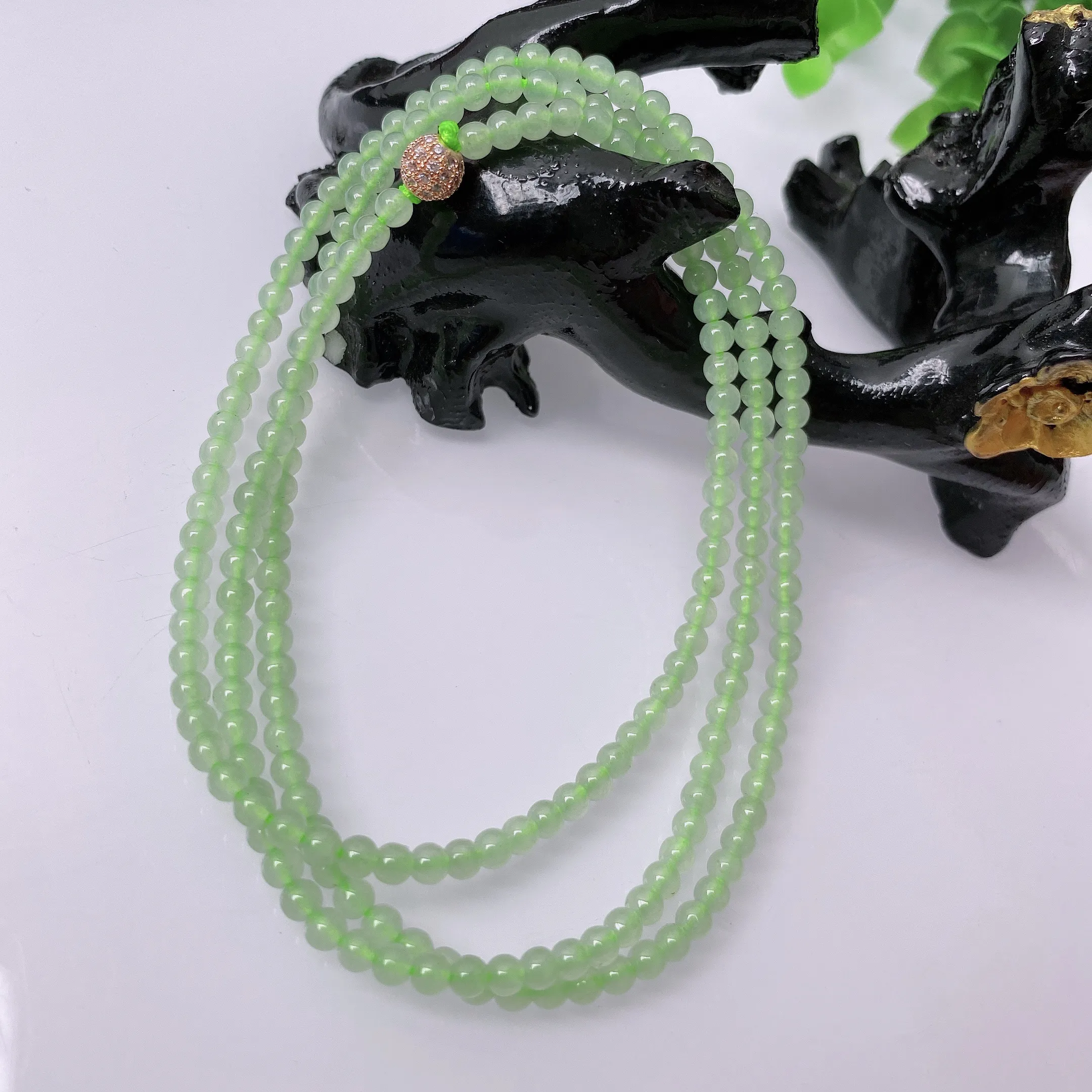 【超低价放漏】天然A货翡翠 绿色项链   小米珠 翡翠项链 玉质细腻  冰清玉润   颜色漂亮  取一尺寸3.5mm   #41915208