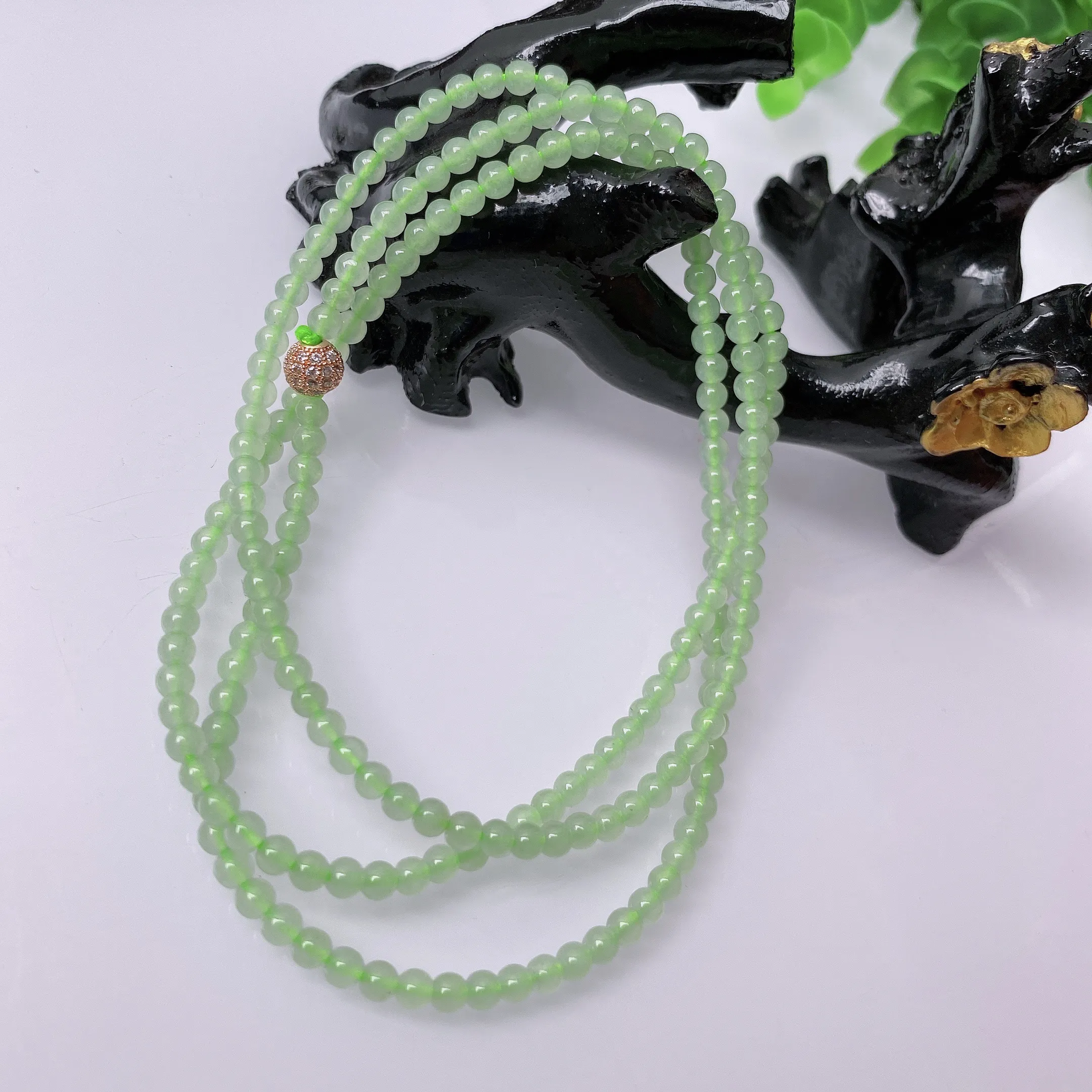 【超低价放漏】天然A货翡翠 绿色项链   小米珠 翡翠项链 玉质细腻  冰清玉润   颜色漂亮  取一尺寸3.5mm   #41915208