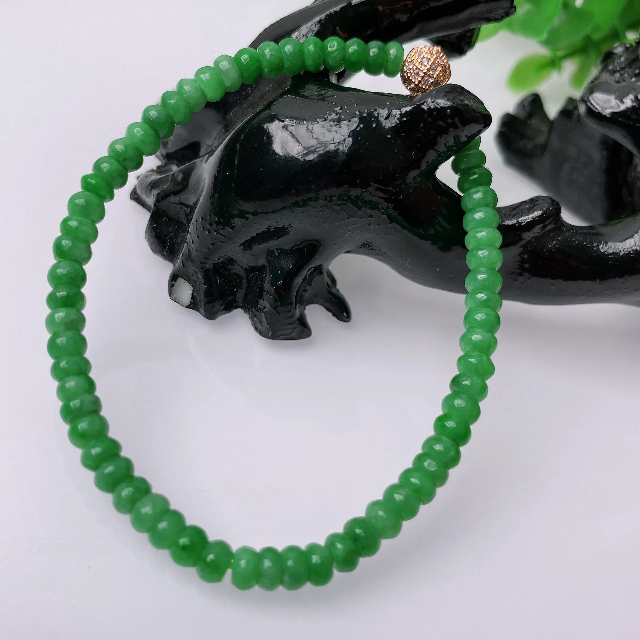 【超低价放漏】天然翡翠A货 绿色算盘珠手链 翡翠手串 种老水足，冰清玉润  颜色漂亮  取一尺寸2.8-4.3mm #5815#