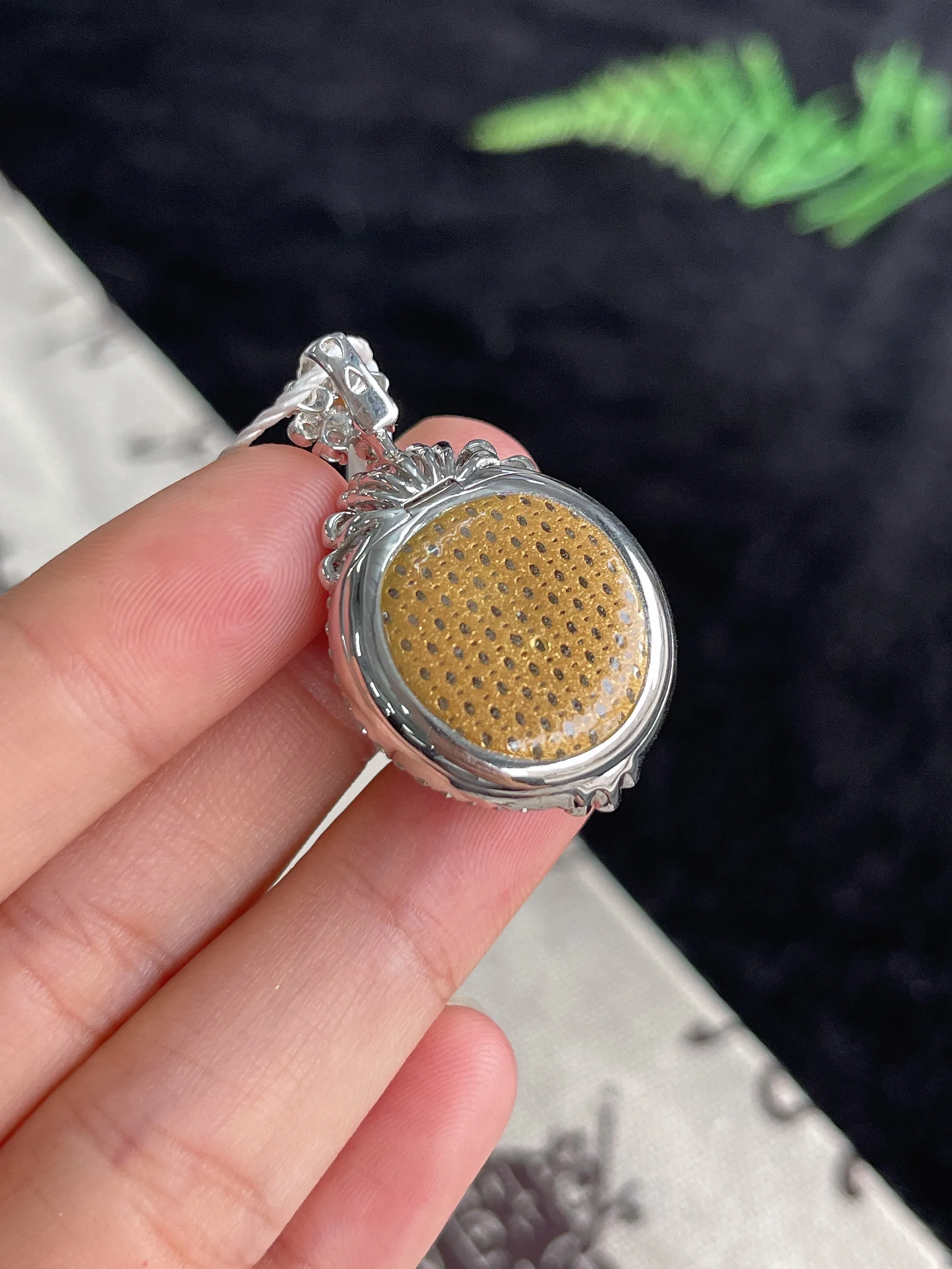 【对庄自营】翡翠蛋面吊坠，18k金镶嵌