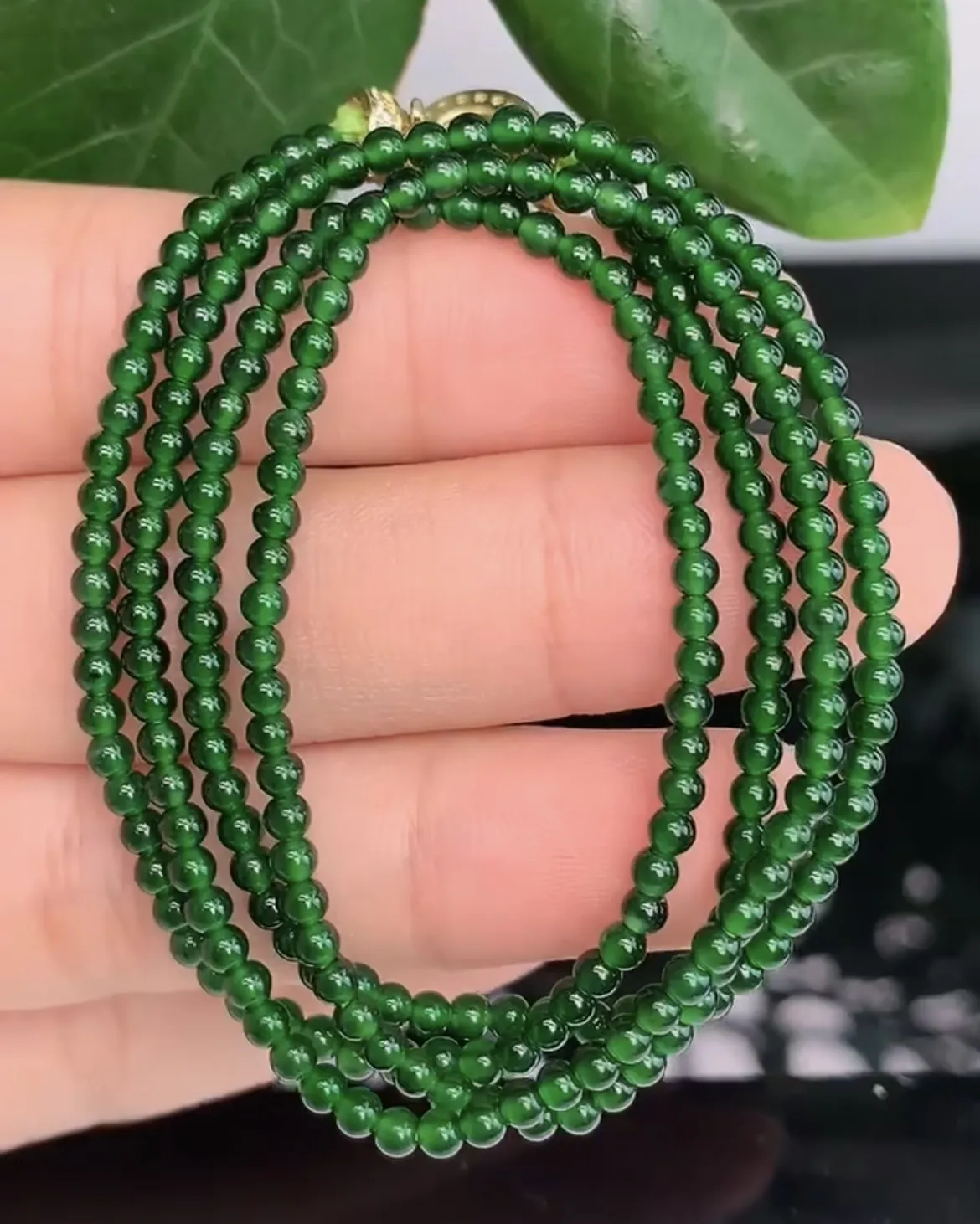 天然A货翡翠-冰润满绿胶感圆珠项链 尺寸取一2.8mm