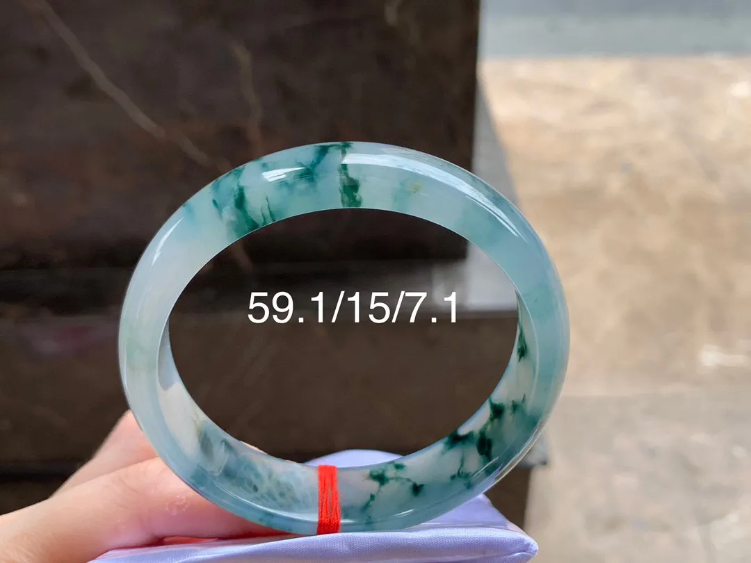 飘花手镯，种好水润，飘花灵动，59.1/15/7.1mm
