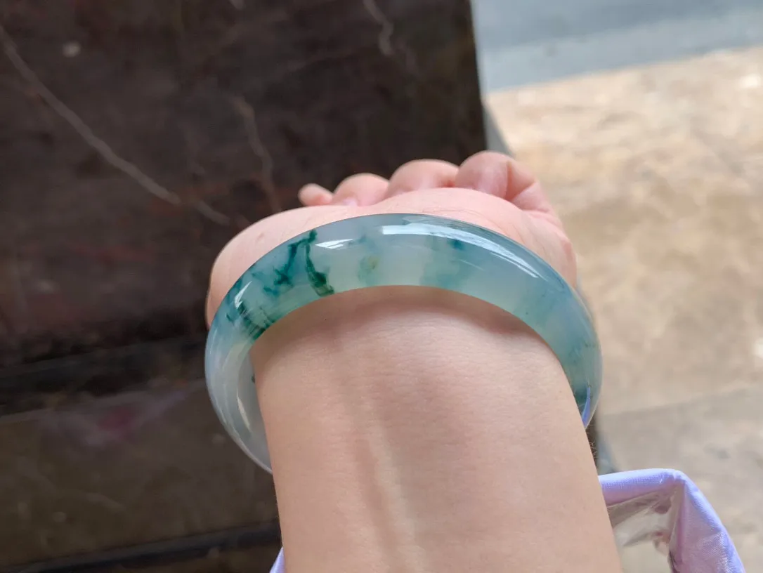 飘花手镯，种好水润，飘花灵动，59.1/15/7.1mm