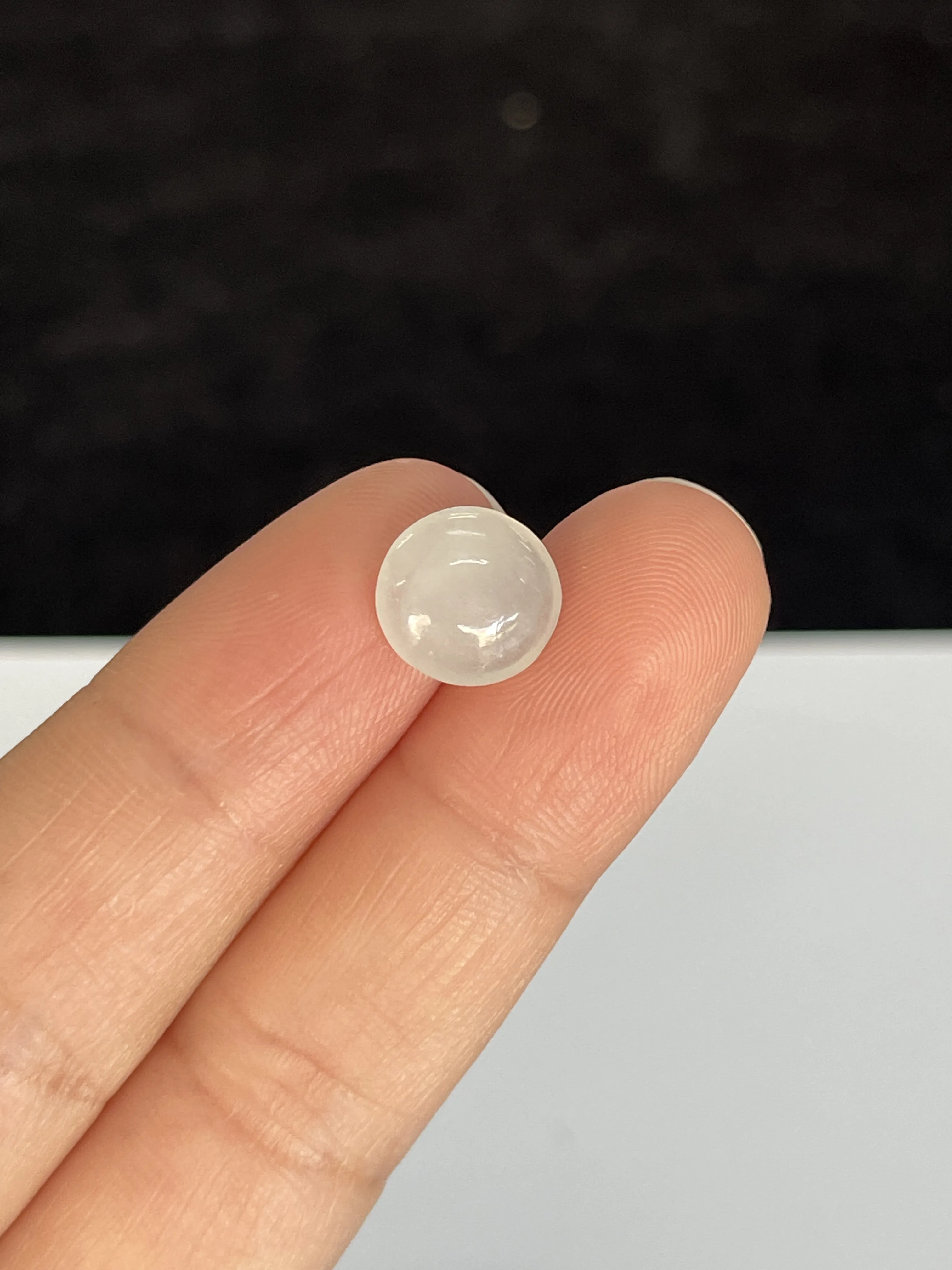 冰糯种白色戒面翡翠圆/椭圆形