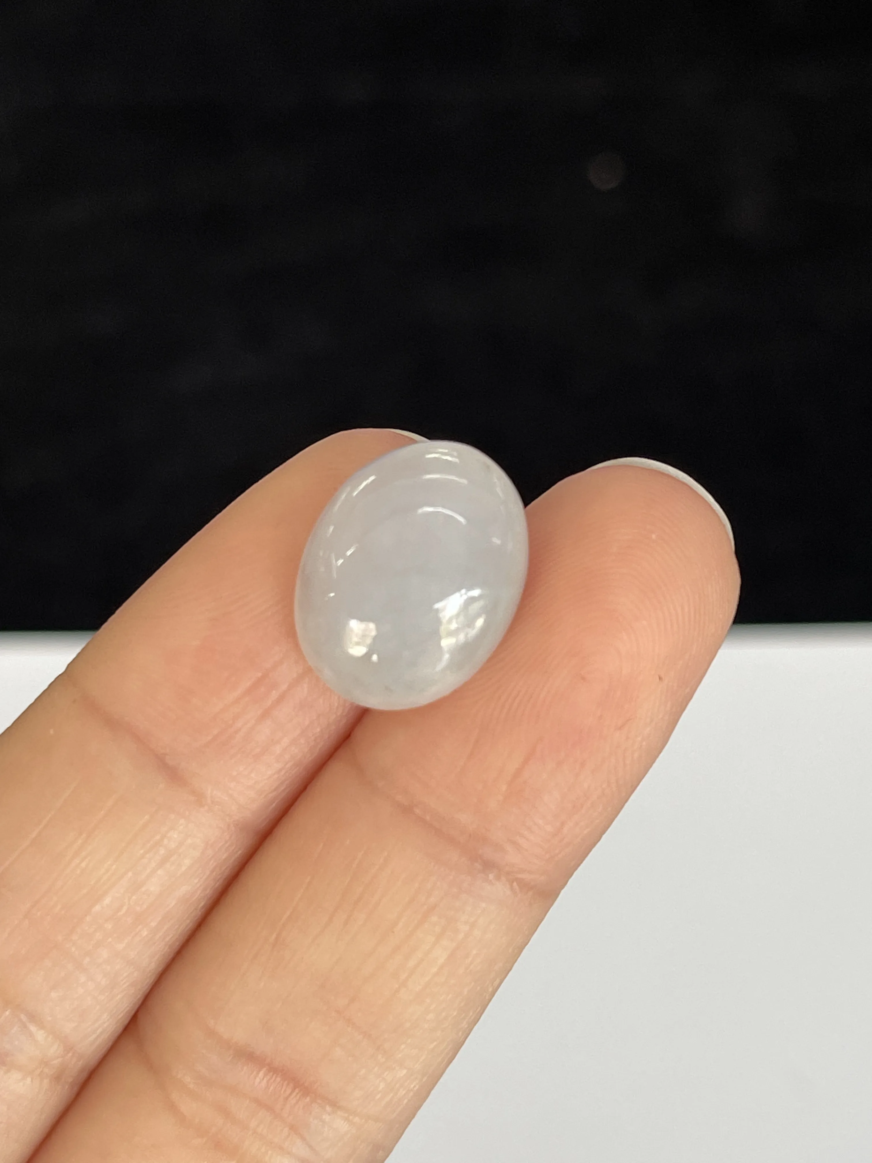 糯化种白色翡翠戒面/圆/椭圆形