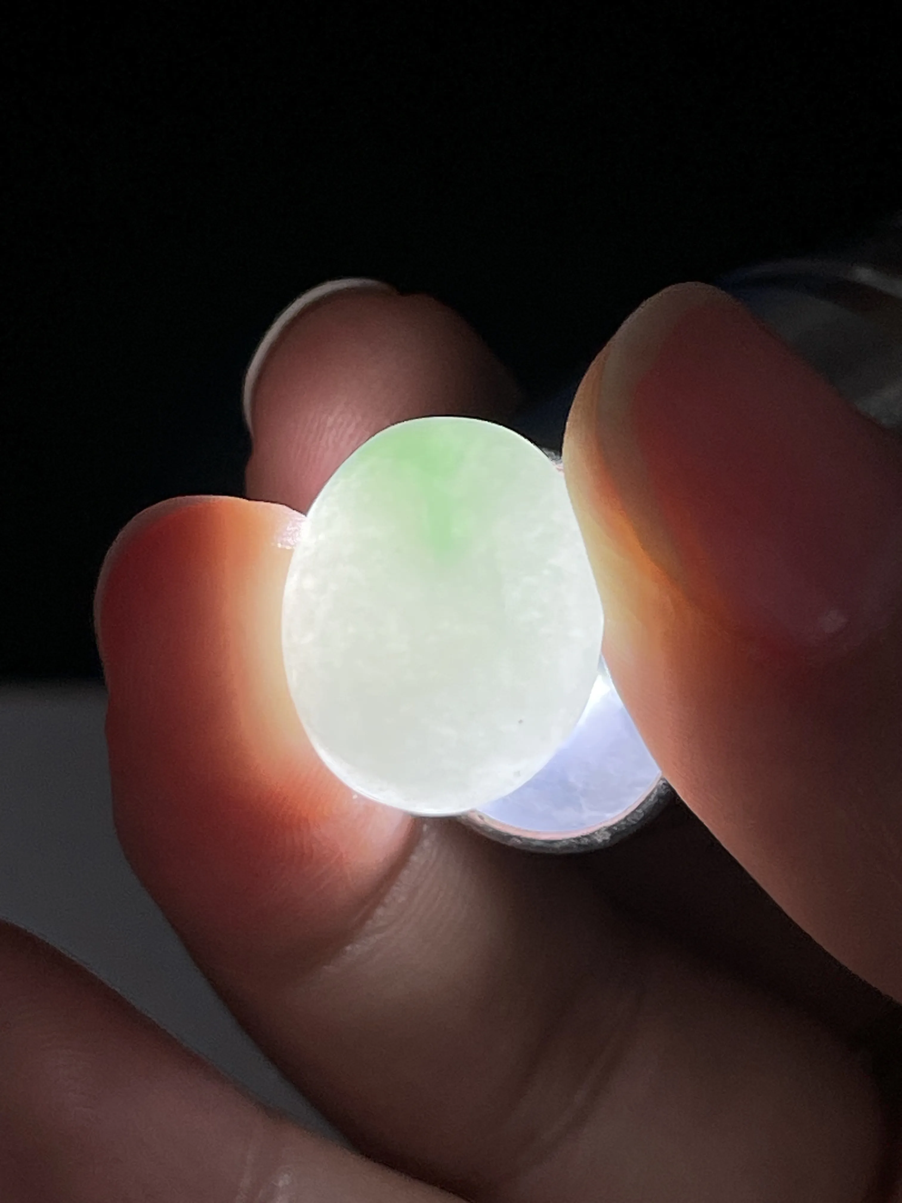 糯化种飘绿翡翠戒面/圆/椭圆形