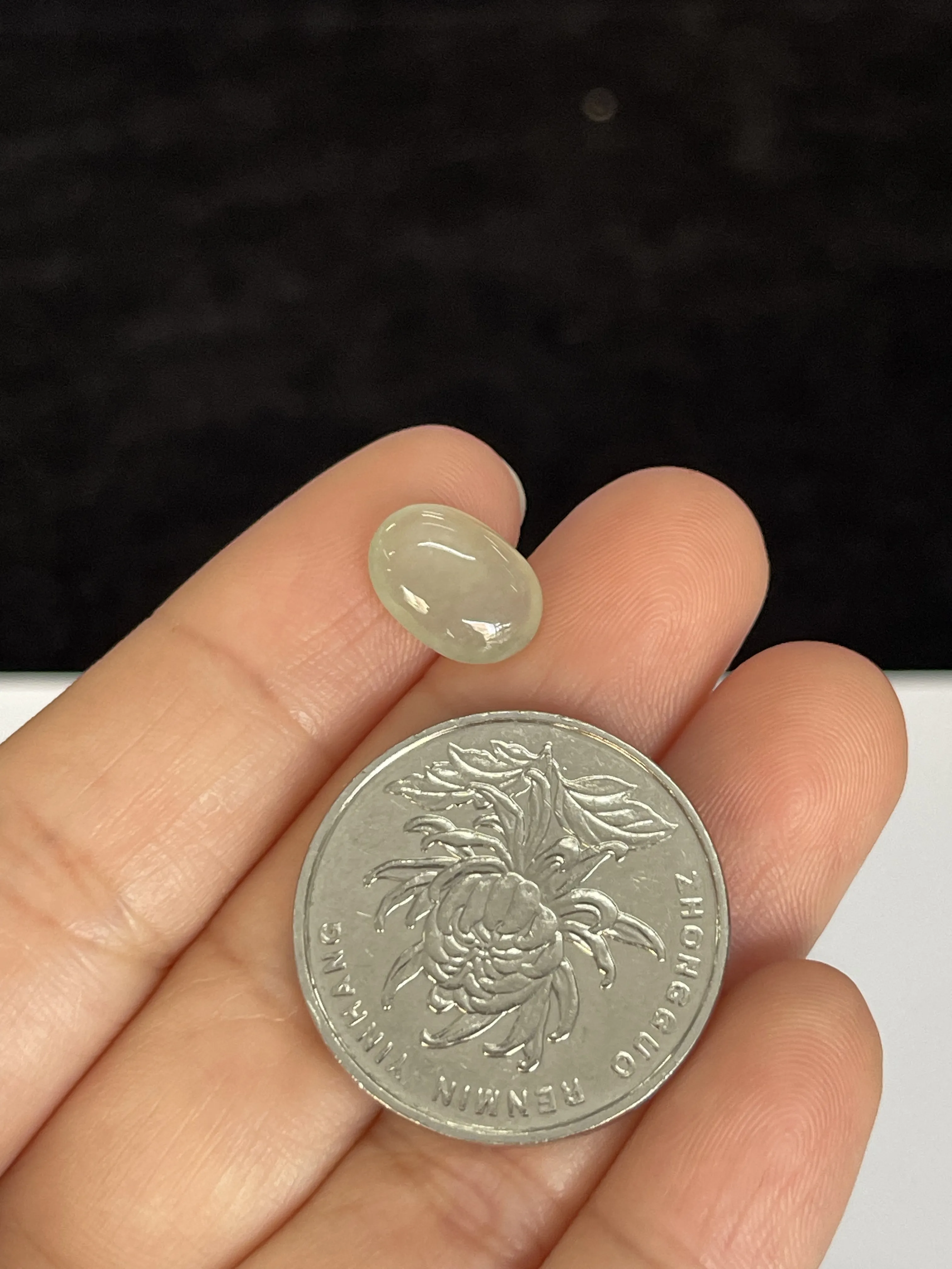 冰糯种翡翠戒面/圆/椭圆形