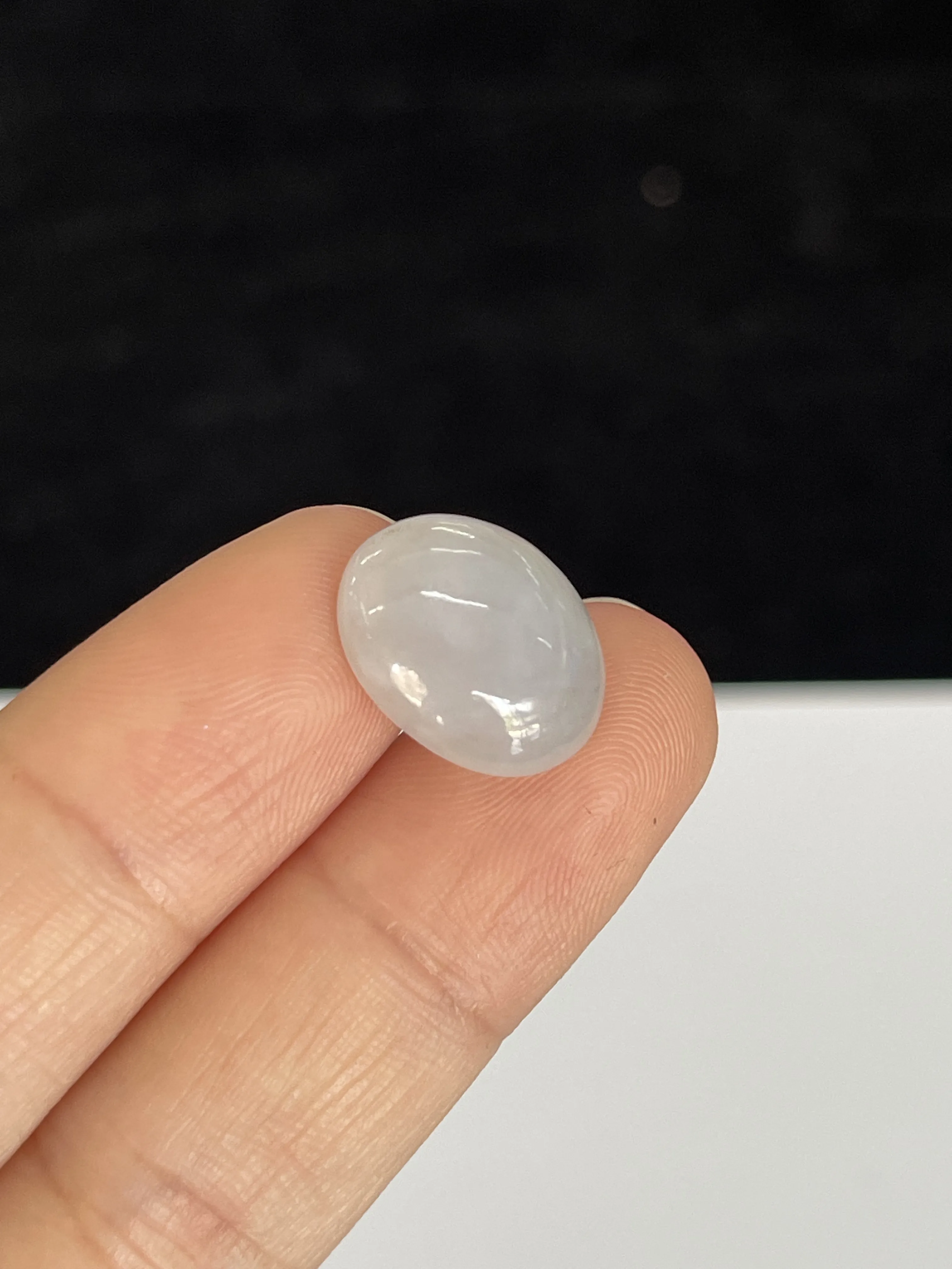 糯化种白色翡翠戒面/圆/椭圆形