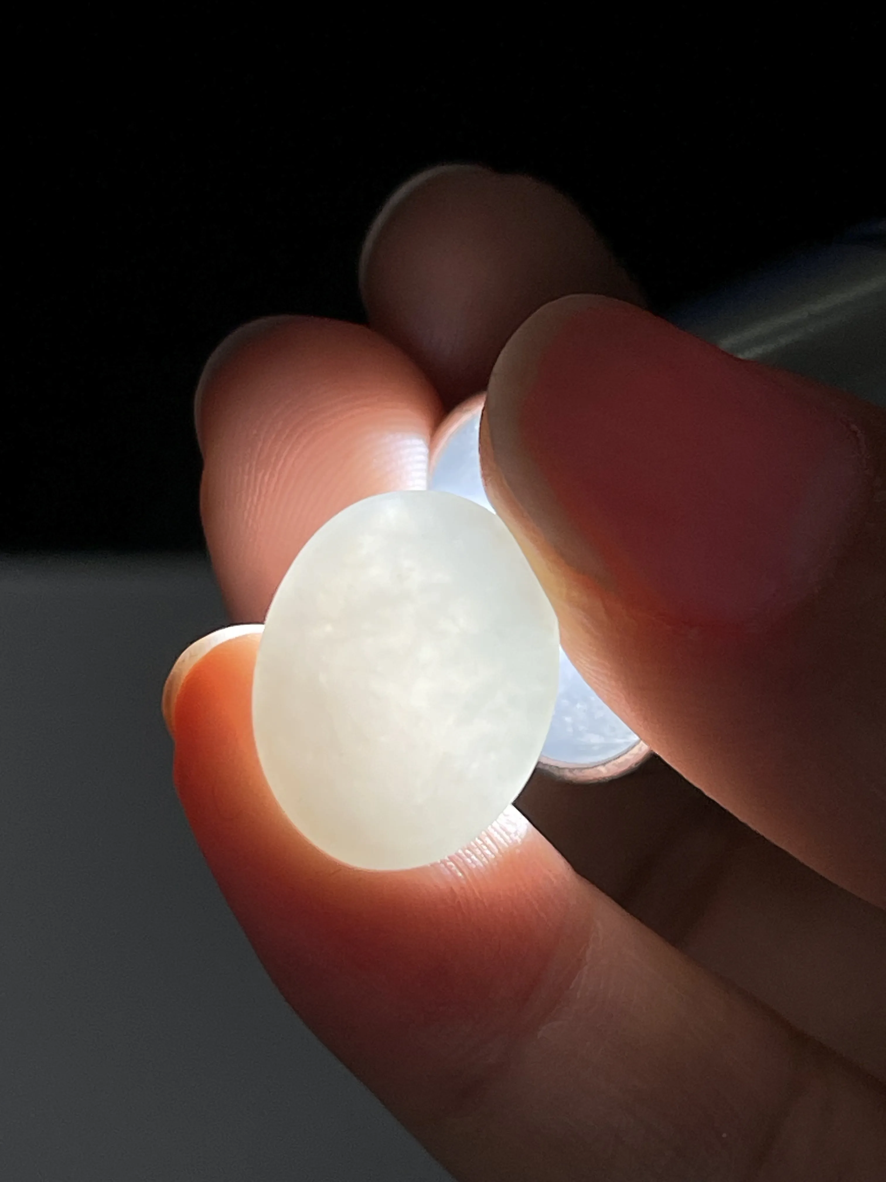 糯化种白色翡翠戒面/圆/椭圆形