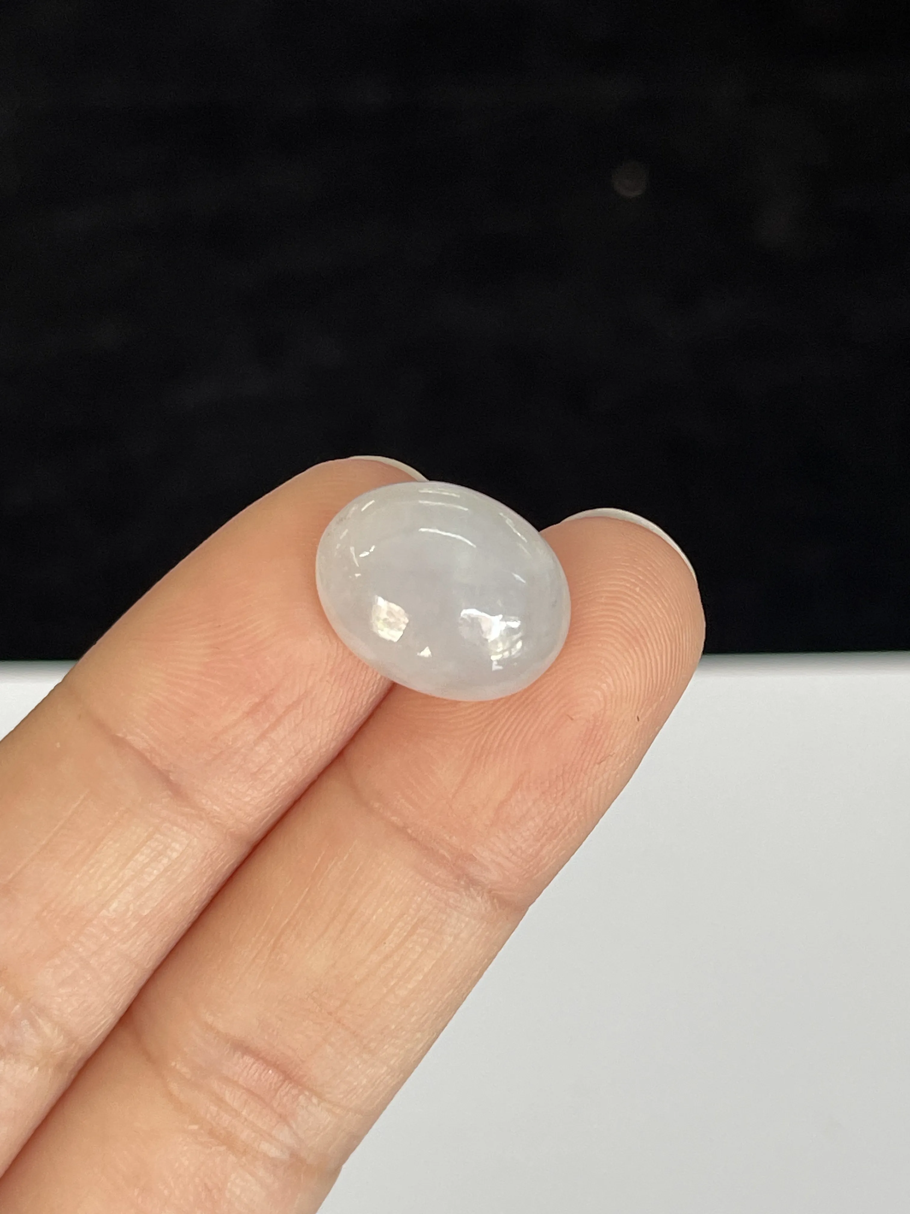 糯化种白色翡翠戒面/圆/椭圆形