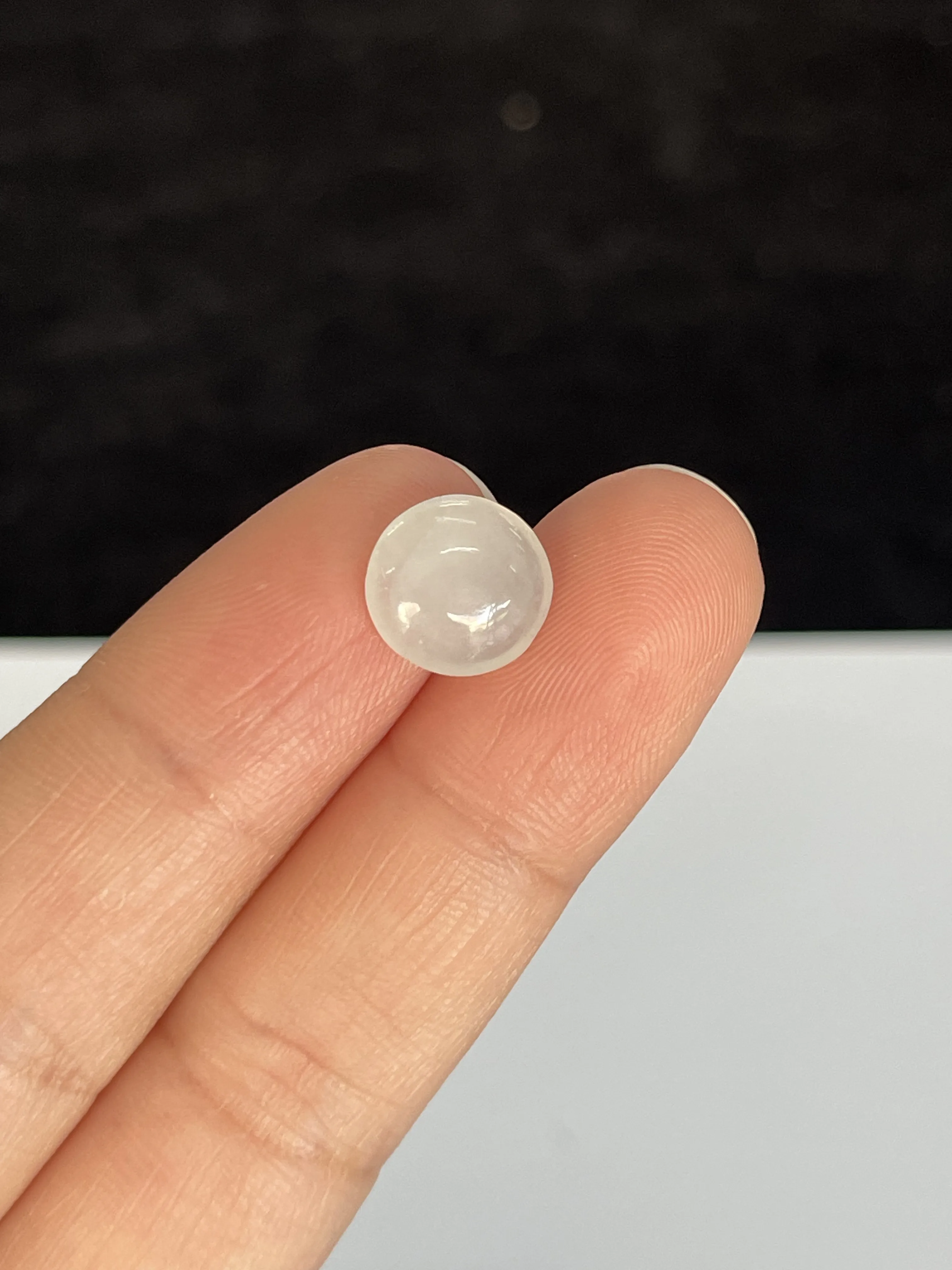 冰糯种白色戒面翡翠圆/椭圆形