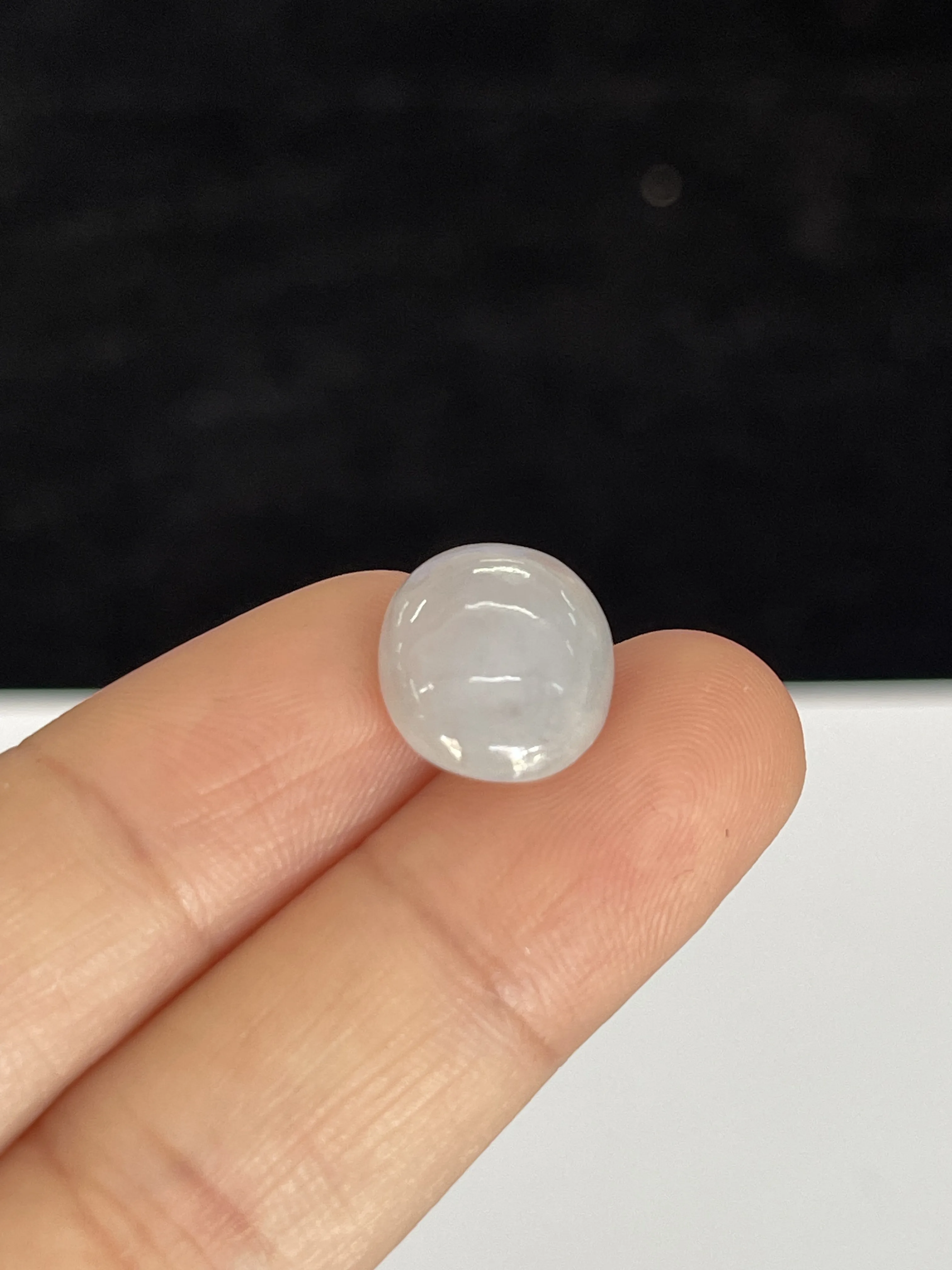 糯化种白色翡翠戒面/圆/椭圆形