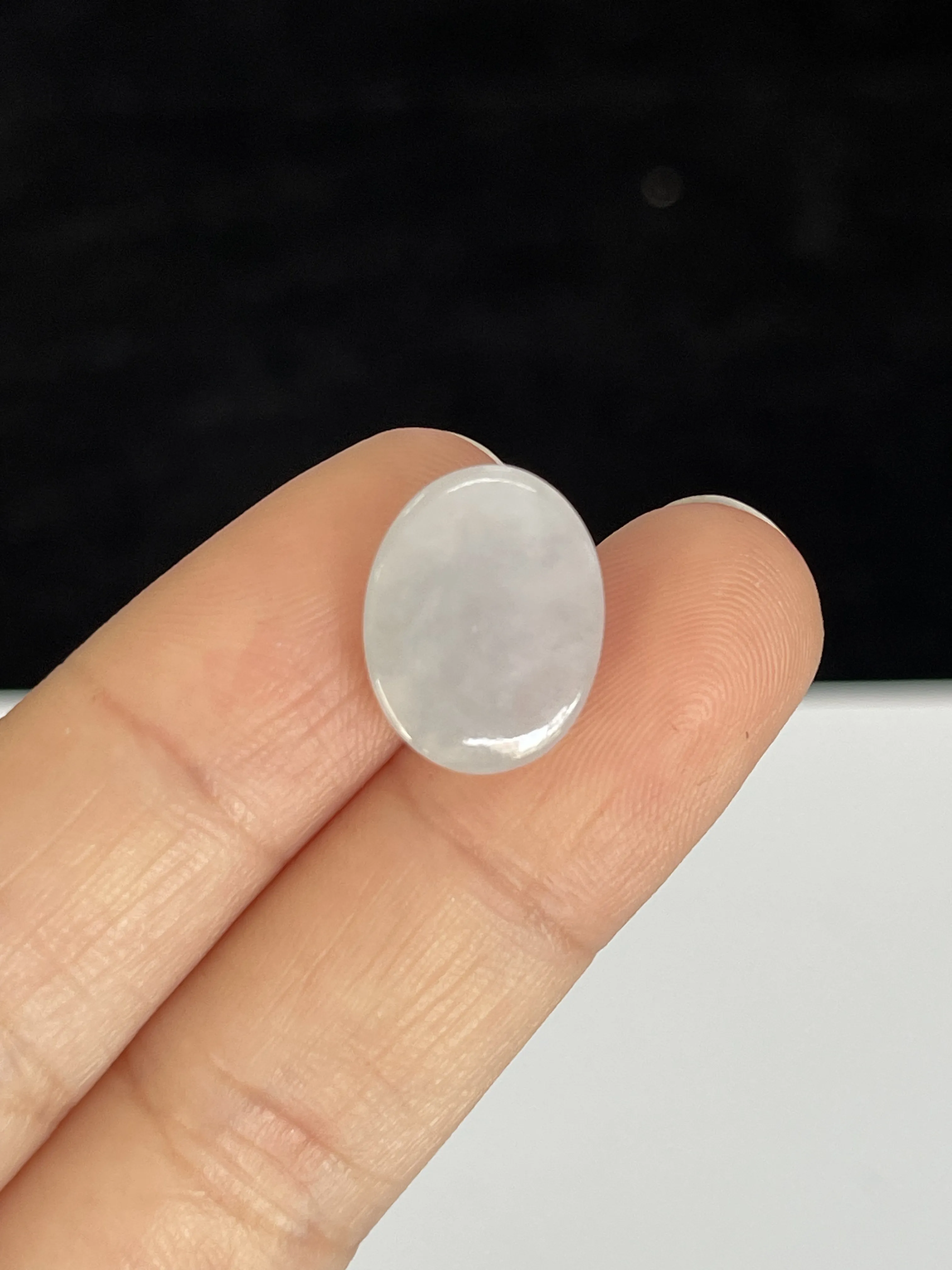 糯化种白色翡翠戒面/圆/椭圆形