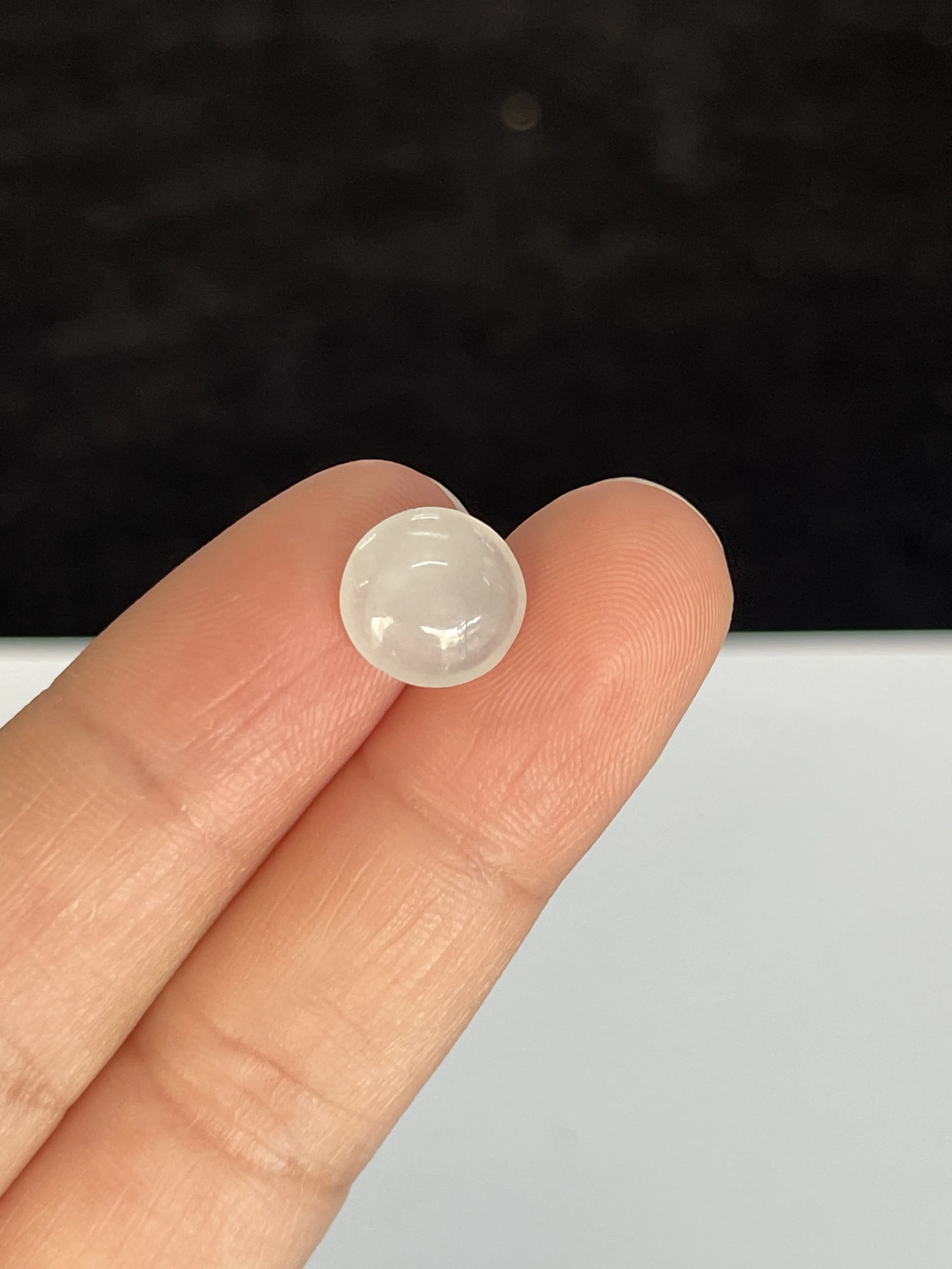 冰糯种白色戒面翡翠圆/椭圆形