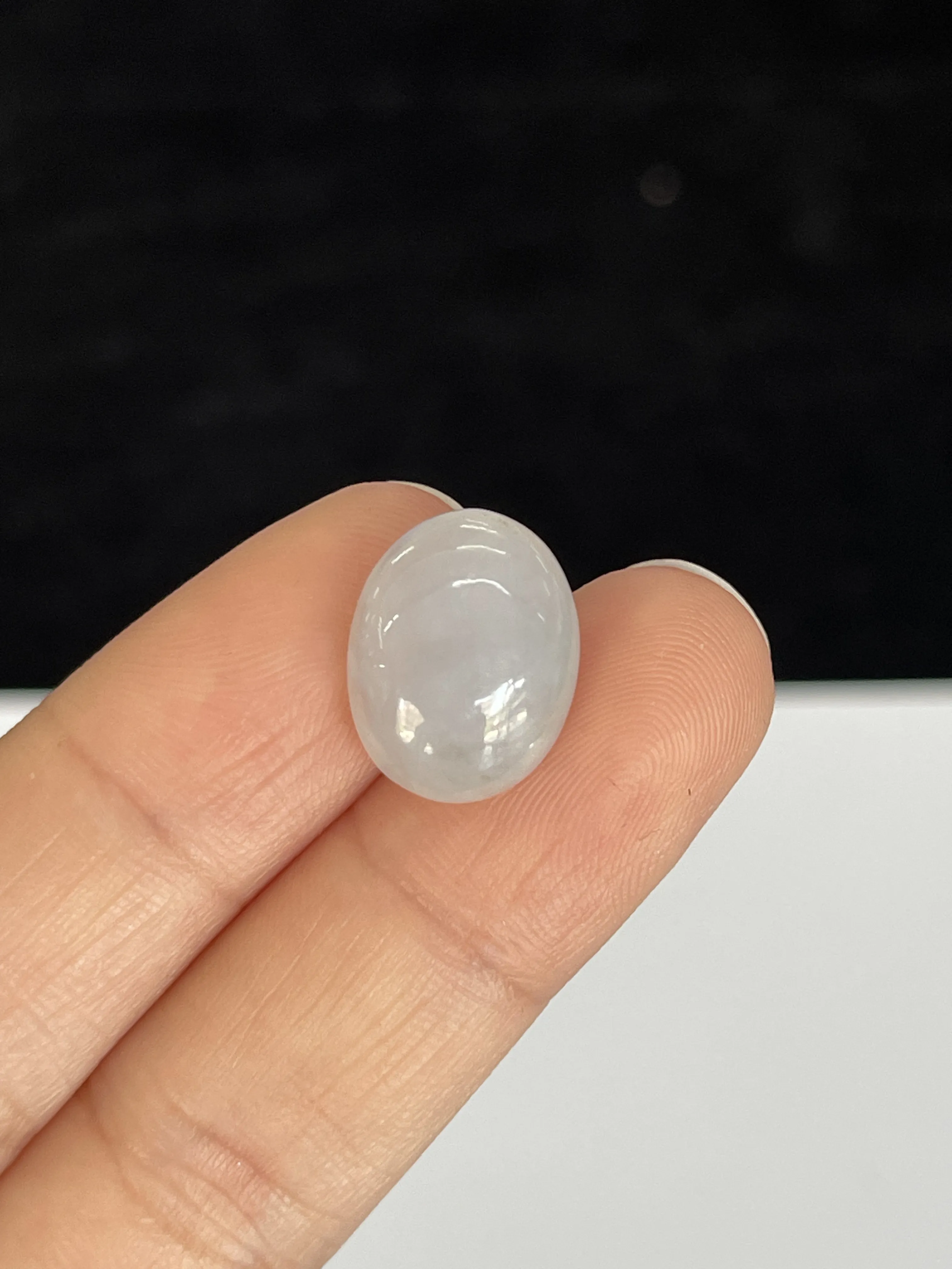 糯化种白色翡翠戒面/圆/椭圆形