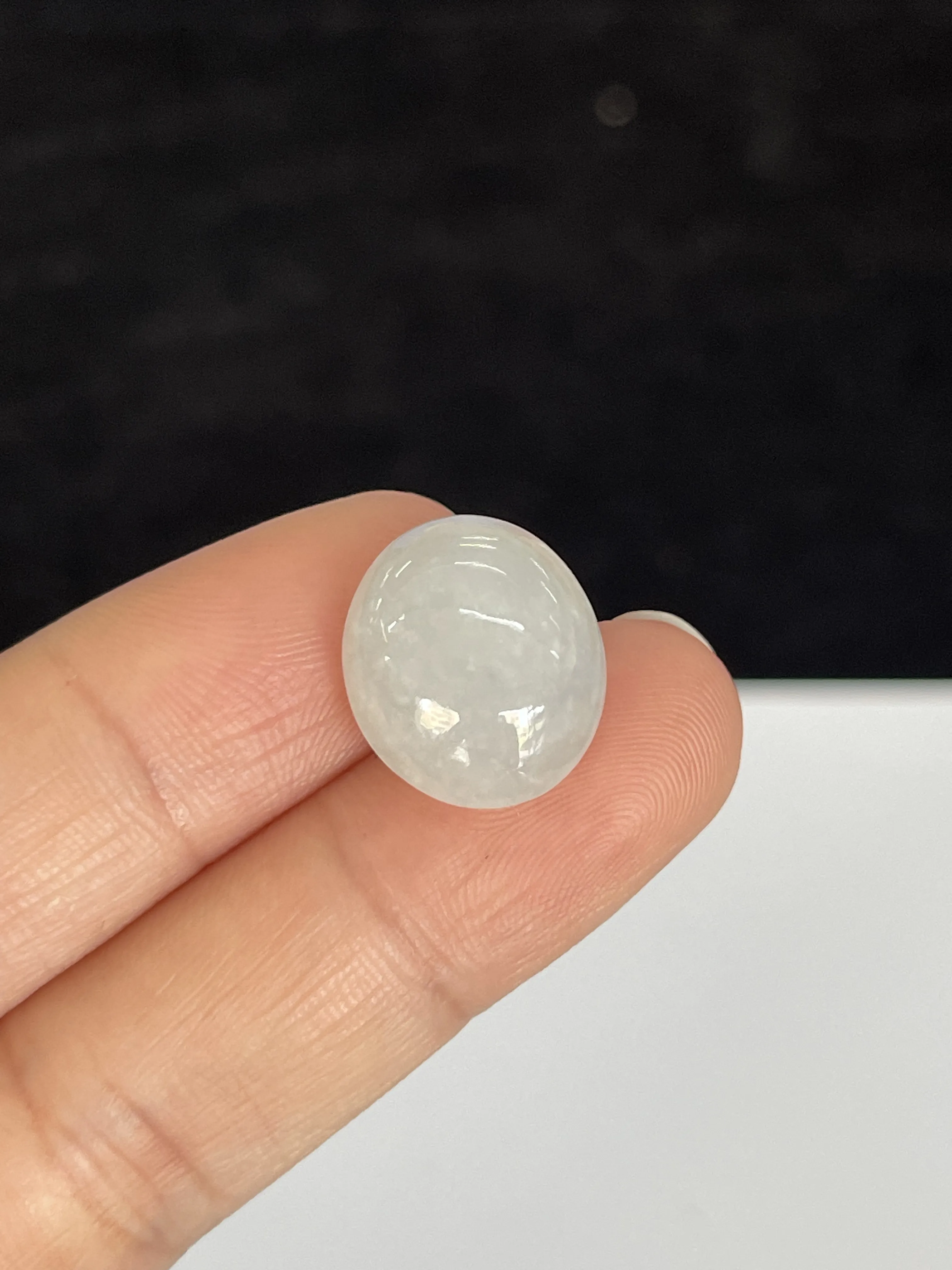 糯化种白色翡翠戒面/椭圆形