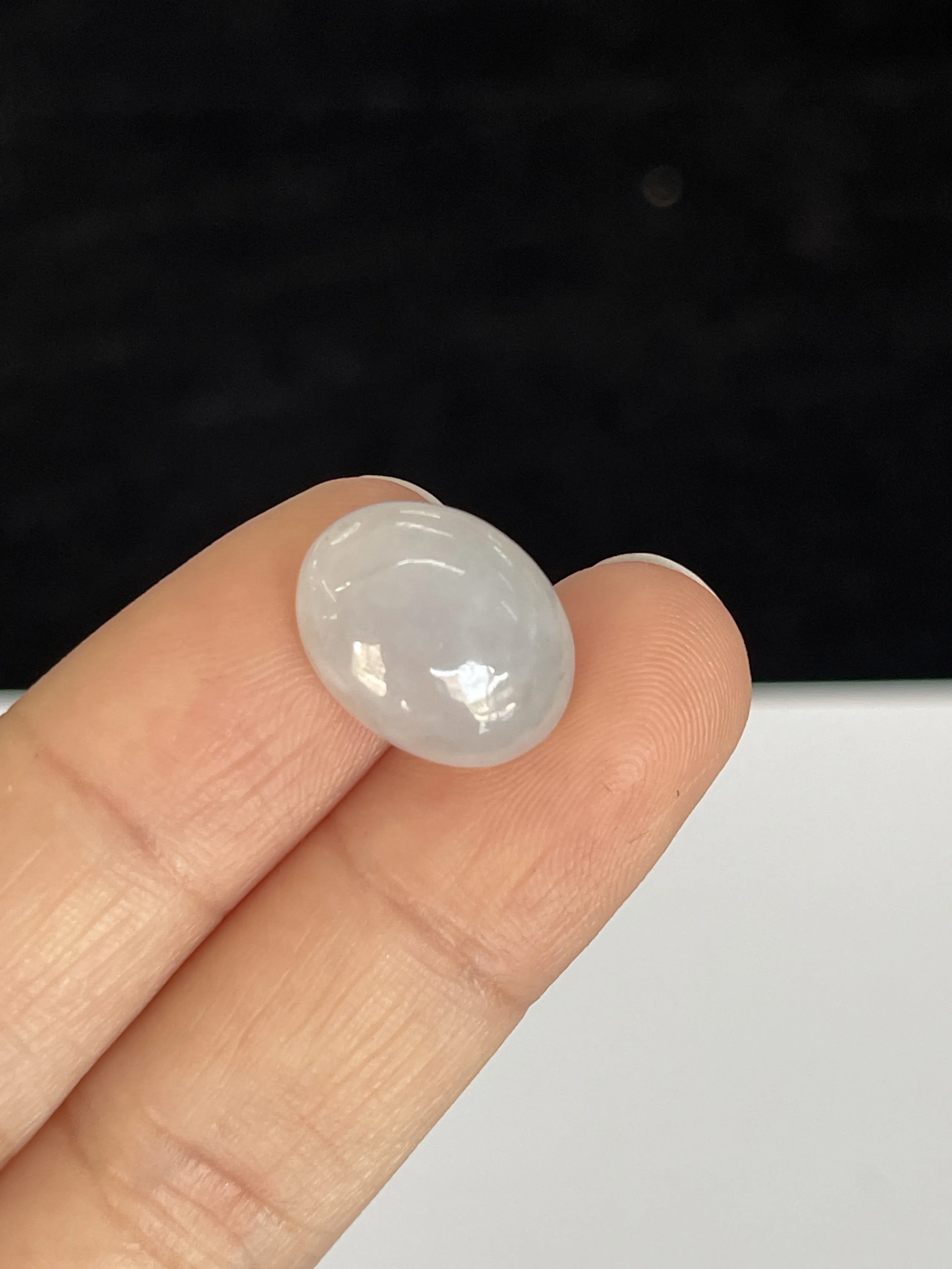 糯化种白色翡翠戒面/圆/椭圆形