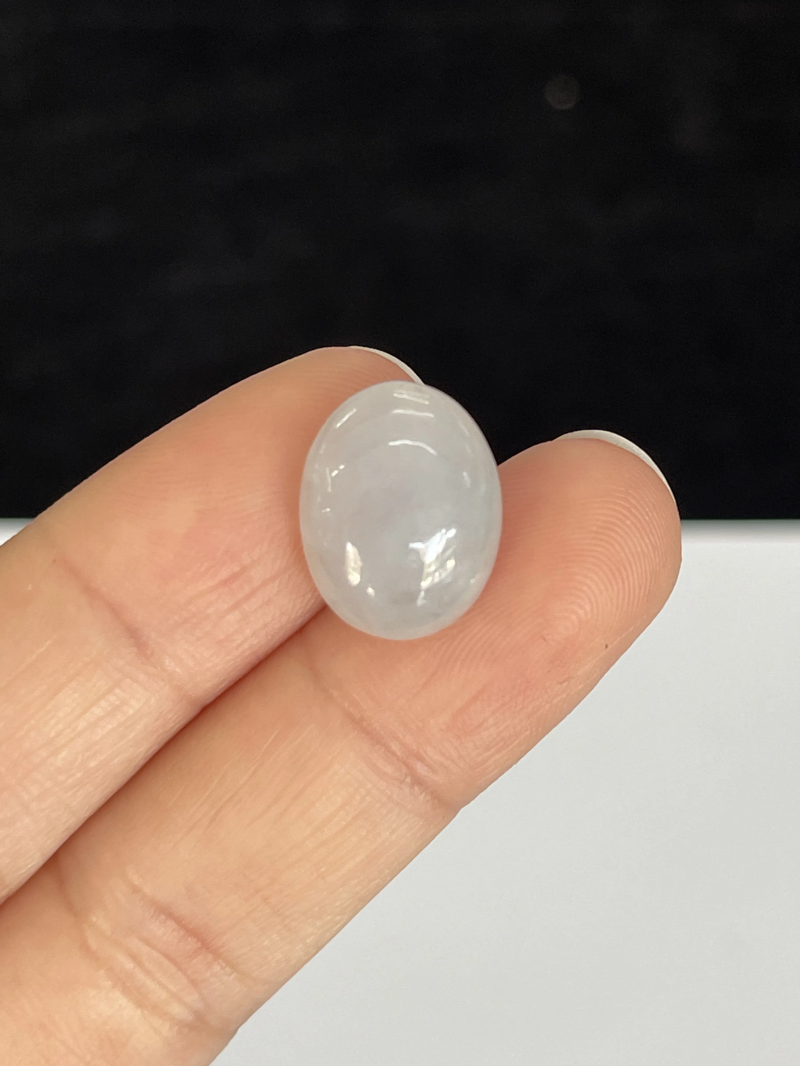 糯化种白色翡翠戒面/圆/椭圆形