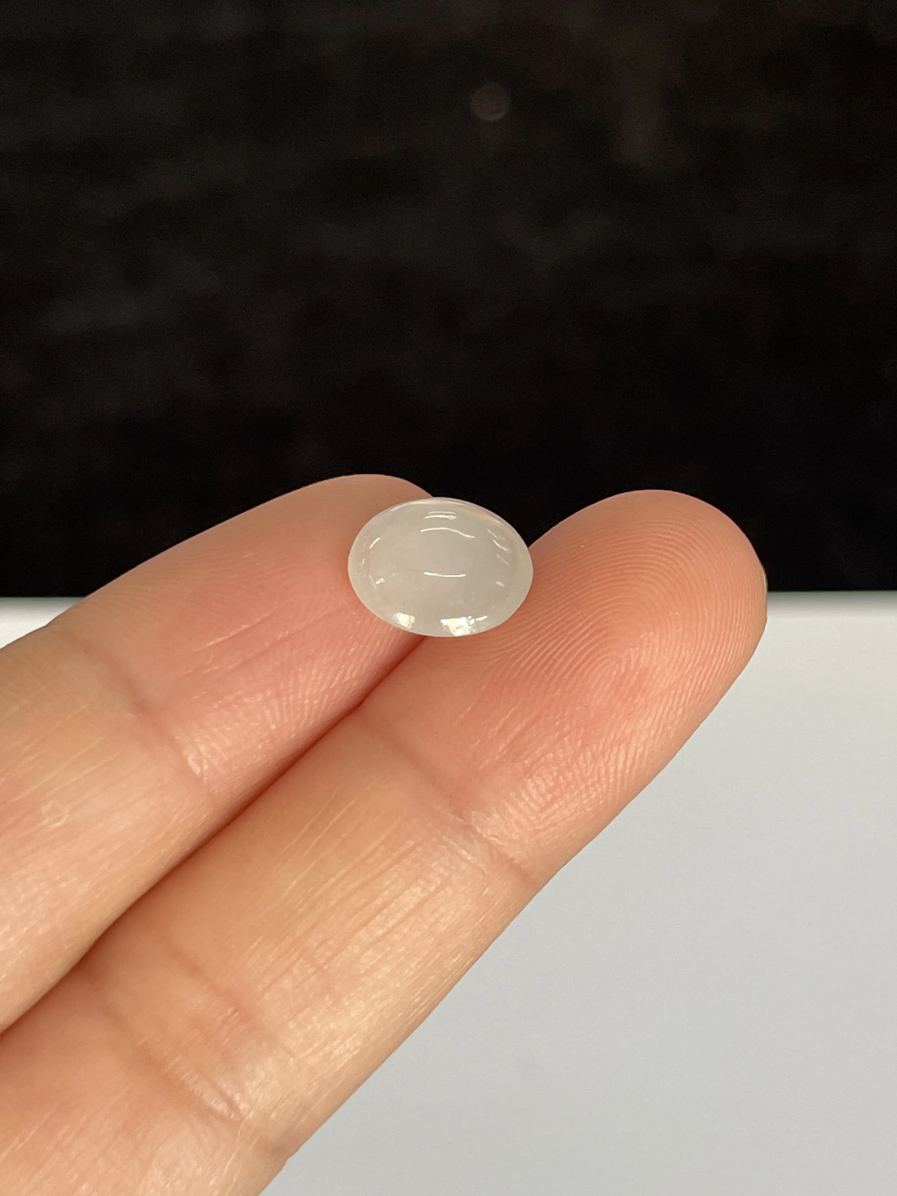 冰糯种白色戒面翡翠圆/椭圆形