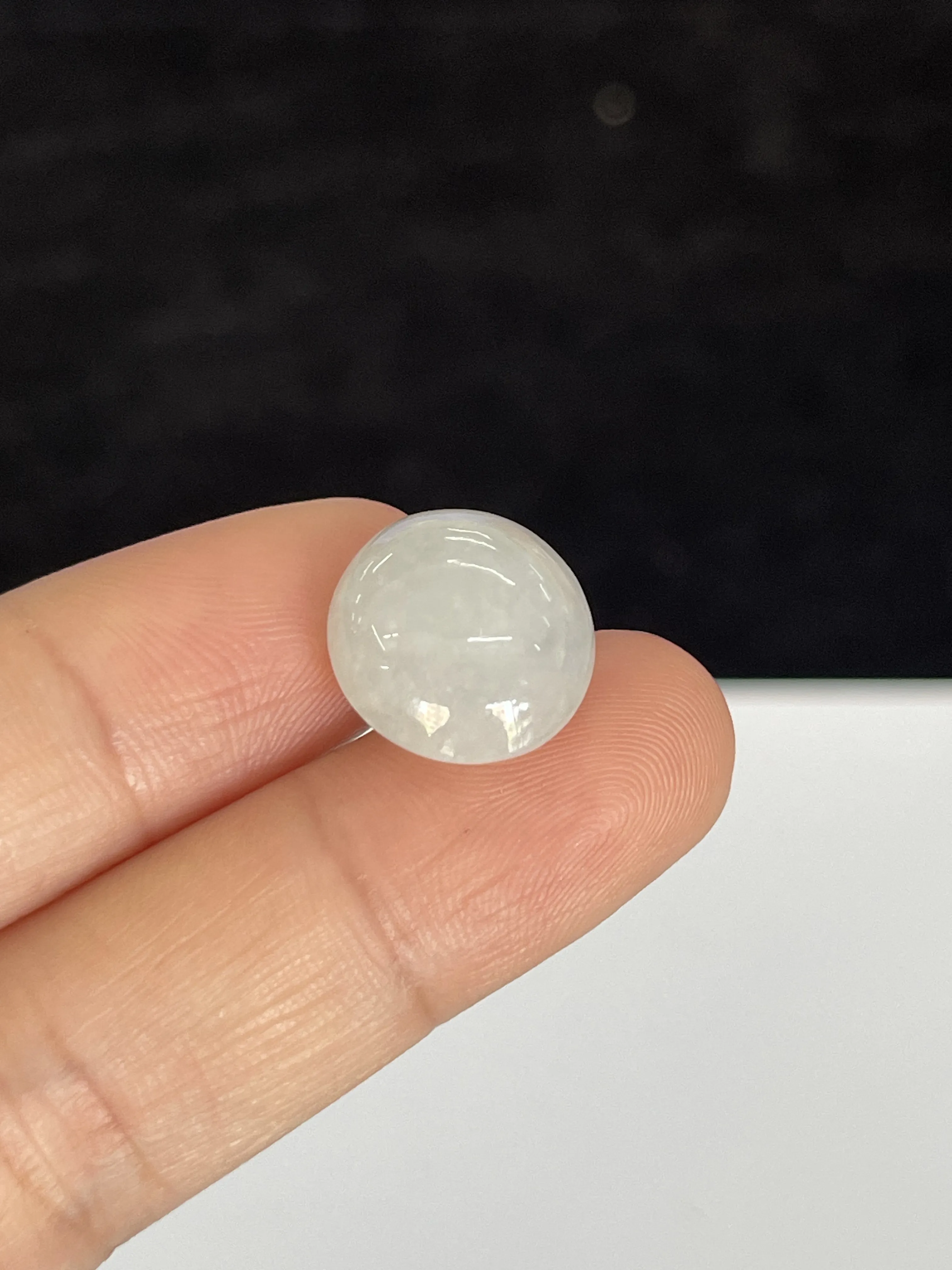 糯化种白色翡翠戒面/椭圆形
