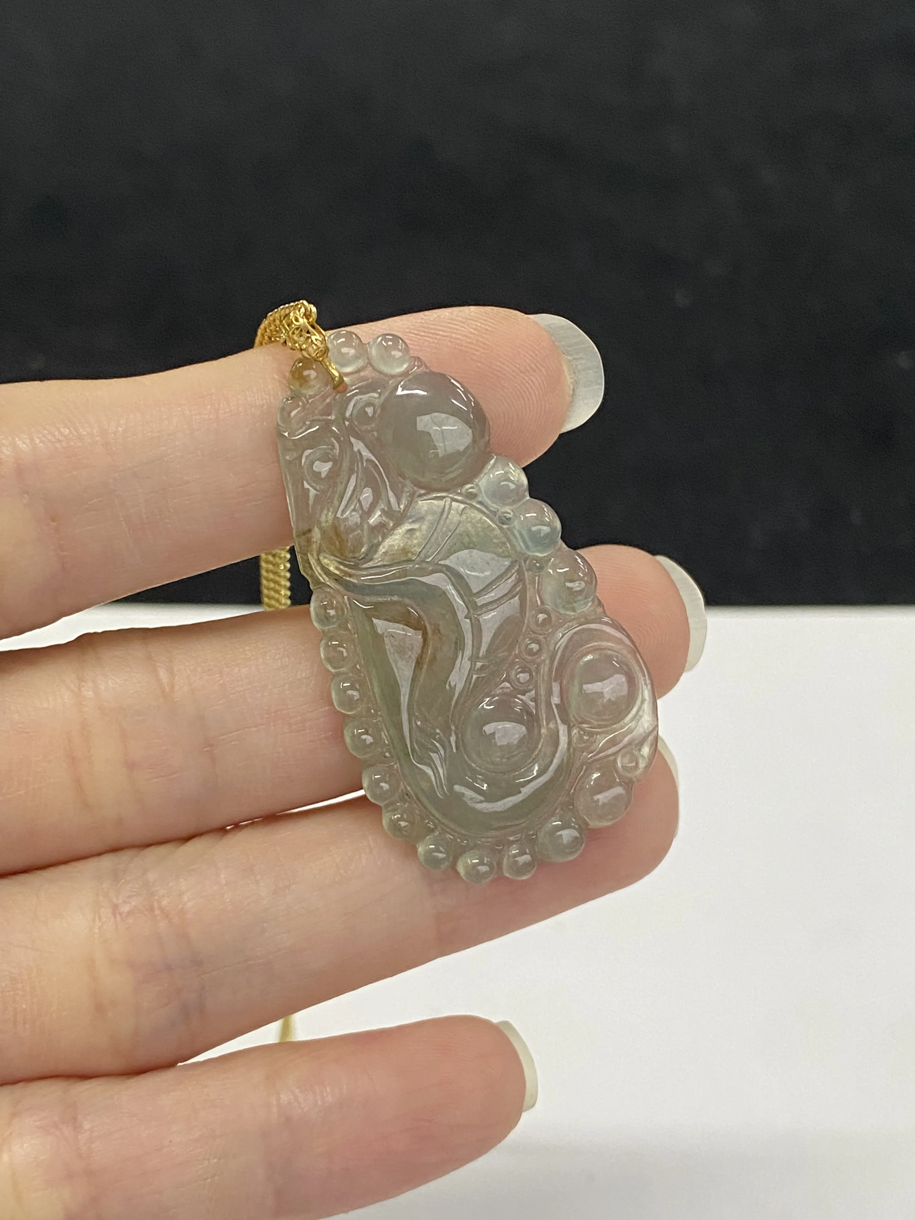翡翠花件，印记：G18K