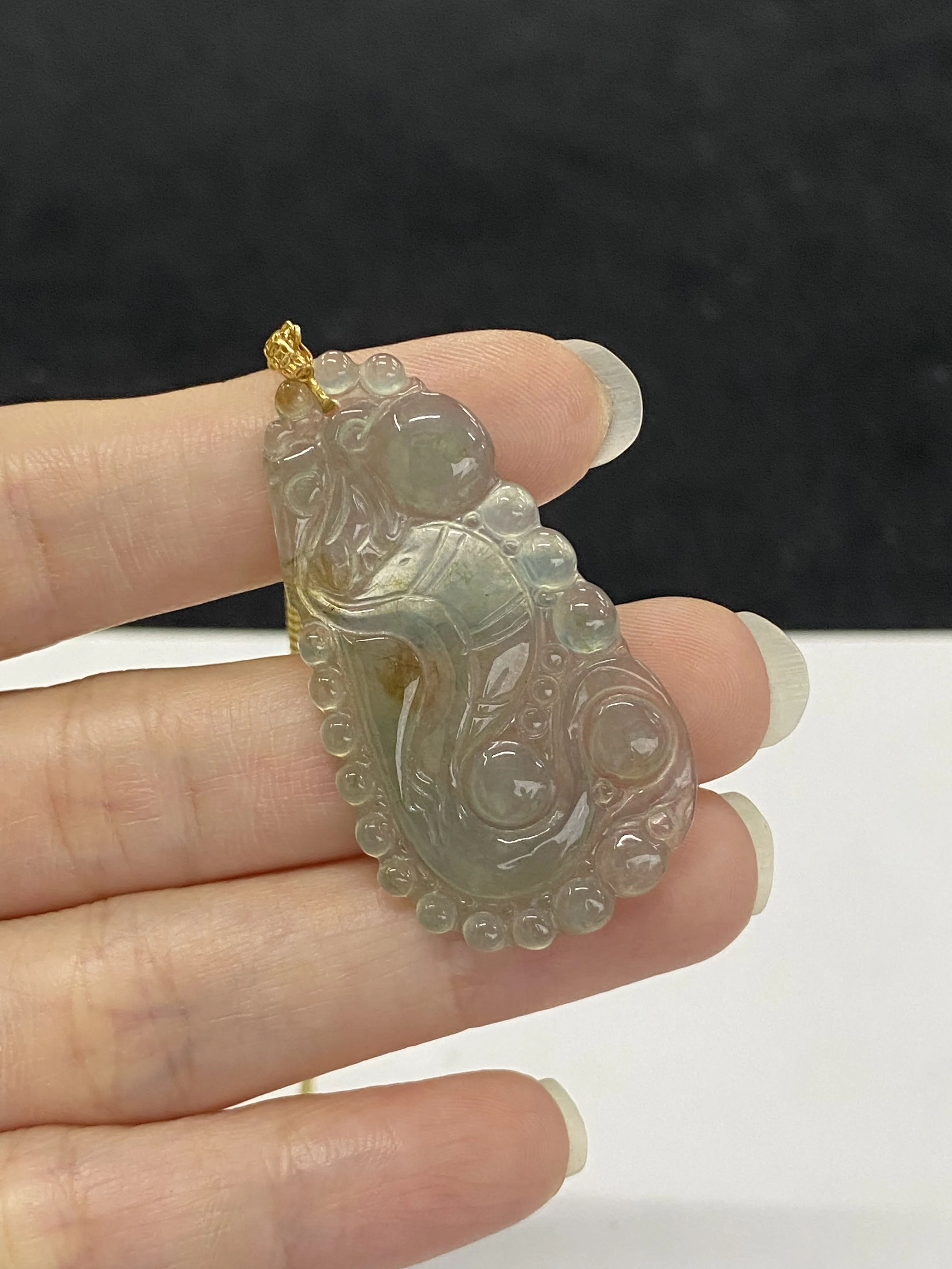 翡翠花件，印记：G18K