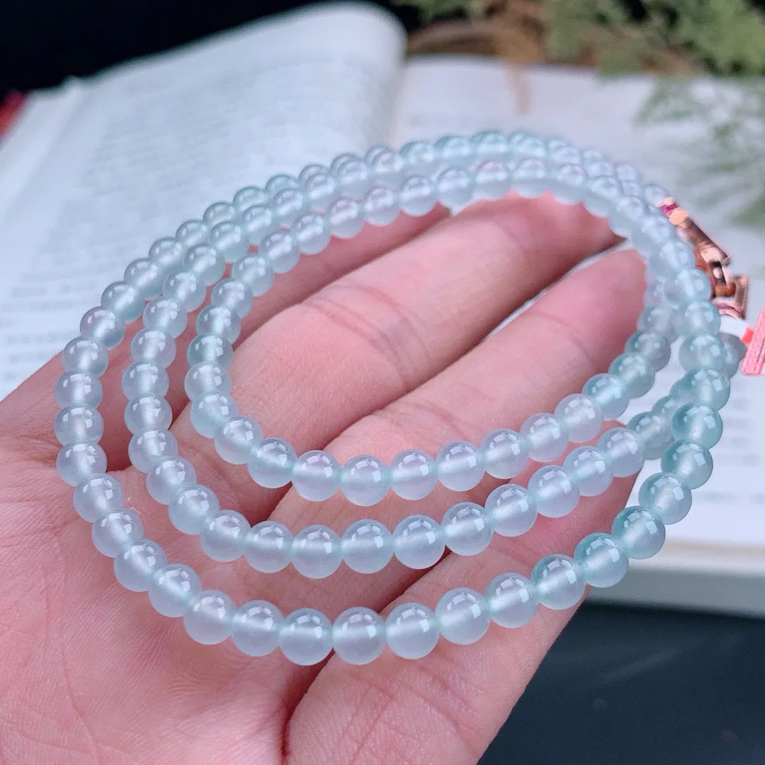 高冰起胶圆珠珠链 刚性十足项链
尺寸：5mm  重  27.88g 
缅甸天然A货翡翠