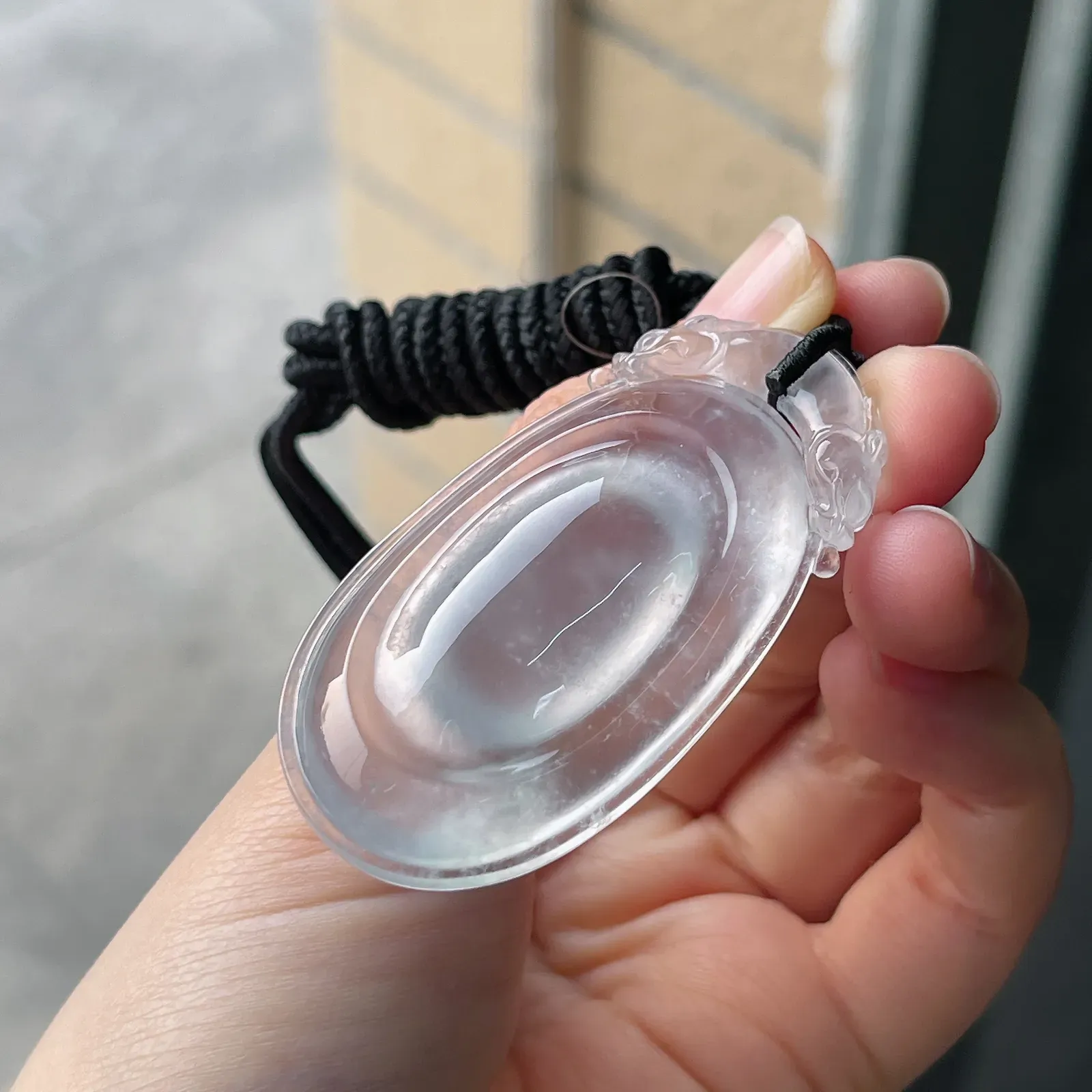 翡翠玻璃种白色吊坠