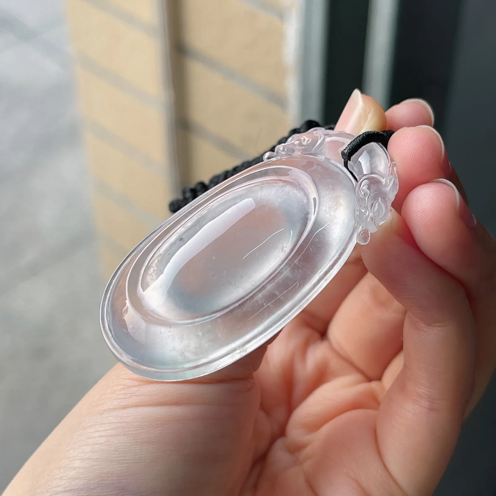 翡翠玻璃种白色吊坠