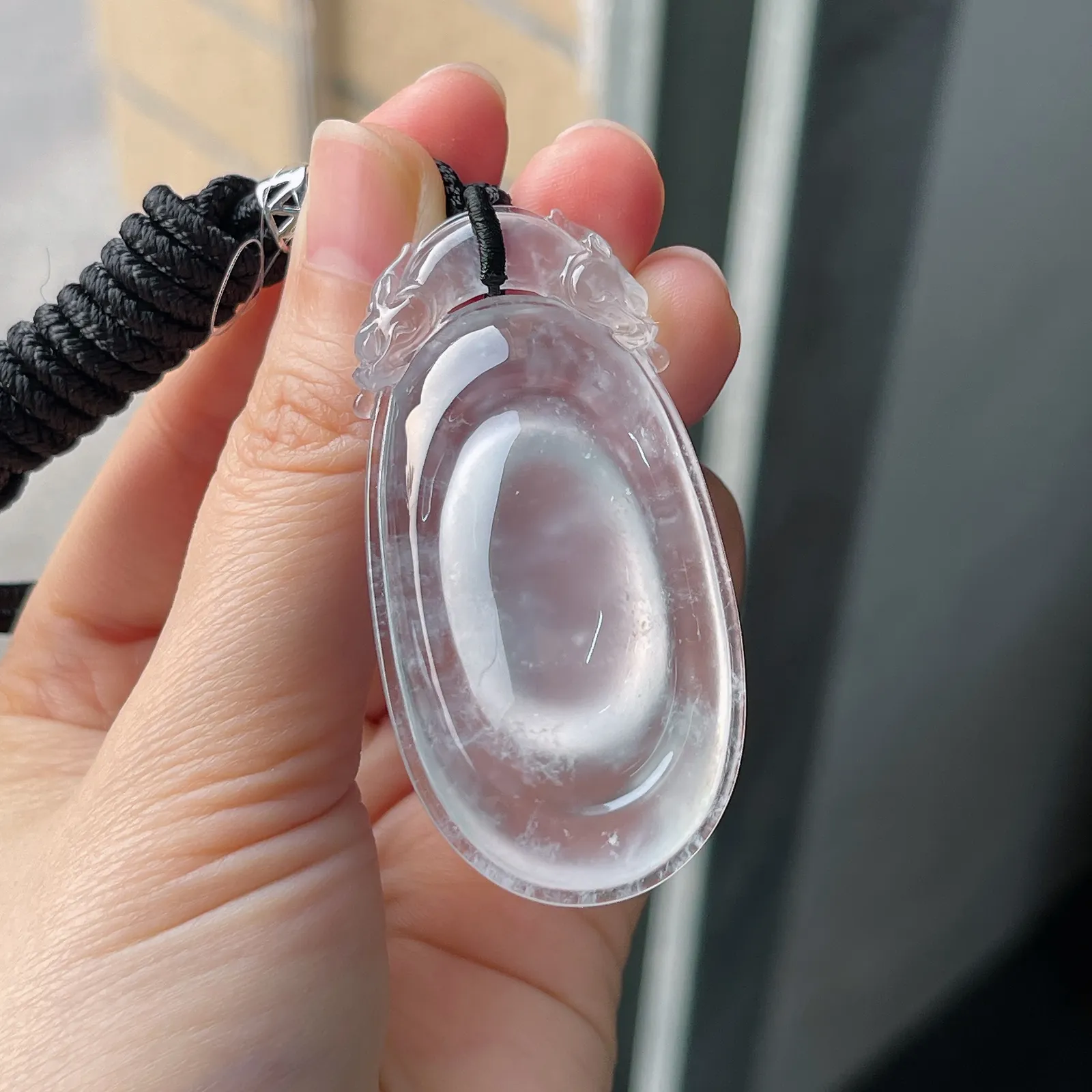 翡翠玻璃种白色吊坠