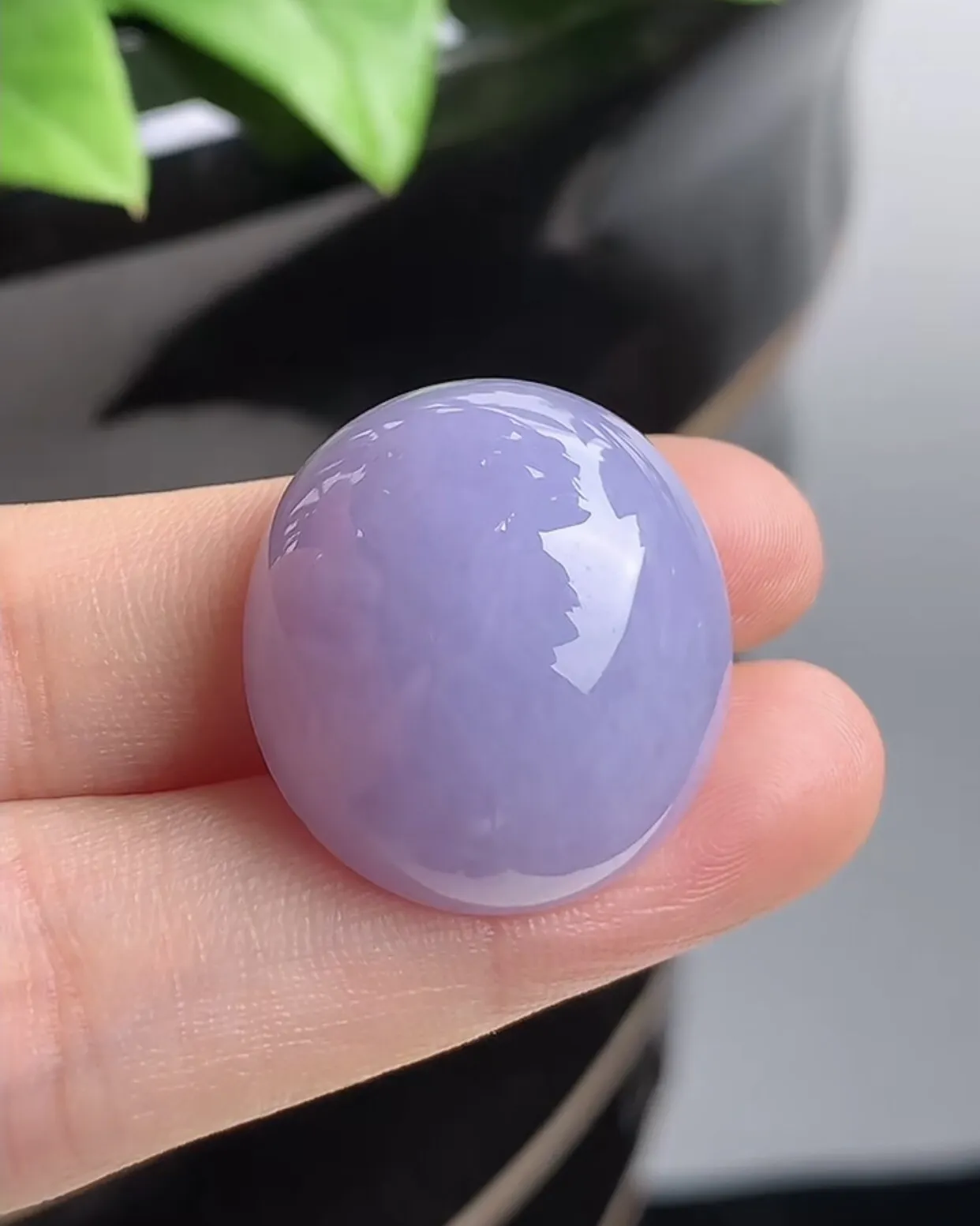a货翡翠老坑种紫罗兰蛋面镶嵌件 尺寸24.5×22×12.4mm