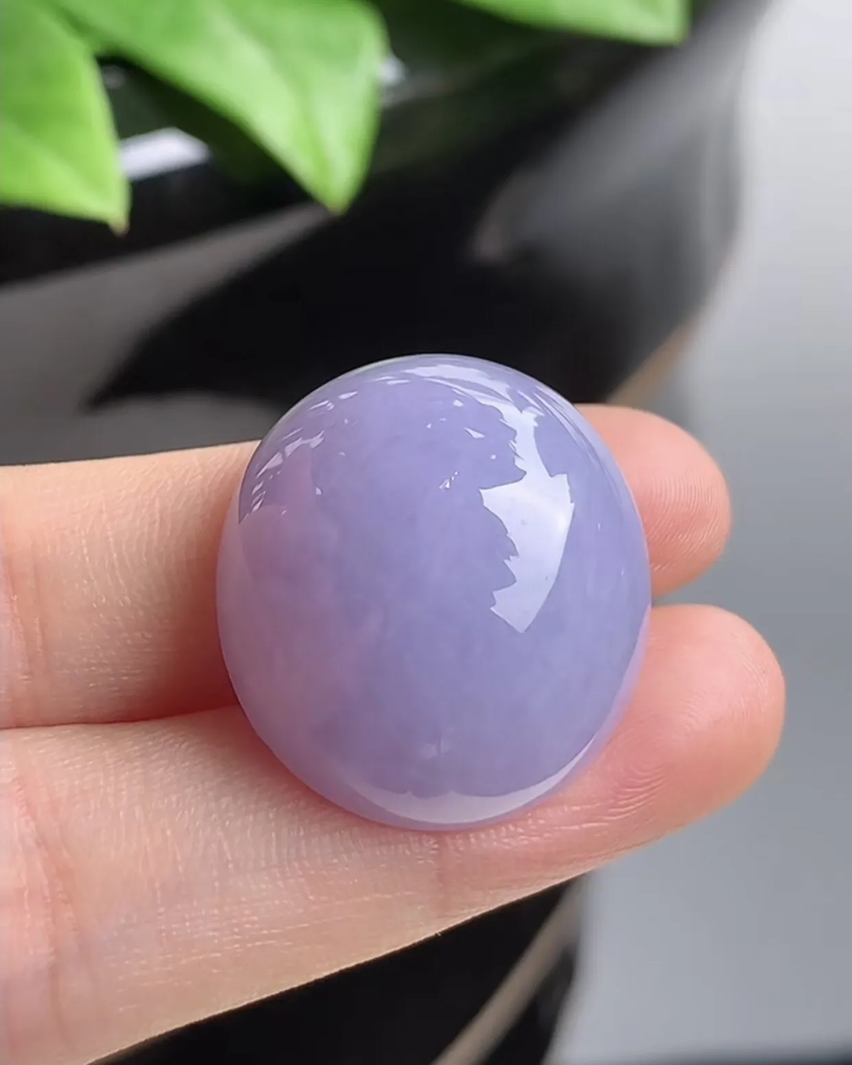 a货翡翠老坑种紫罗兰蛋面镶嵌件 尺寸24.5×22×12.4mm