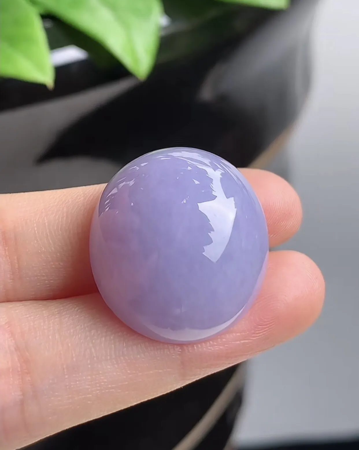 a货翡翠老坑种紫罗兰蛋面镶嵌件 尺寸24.5×22×12.4mm