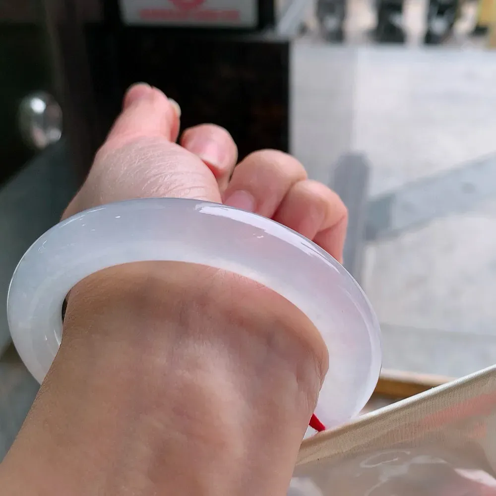 圆条玻璃种 无瑕 尺寸:58.4/11 种水好
