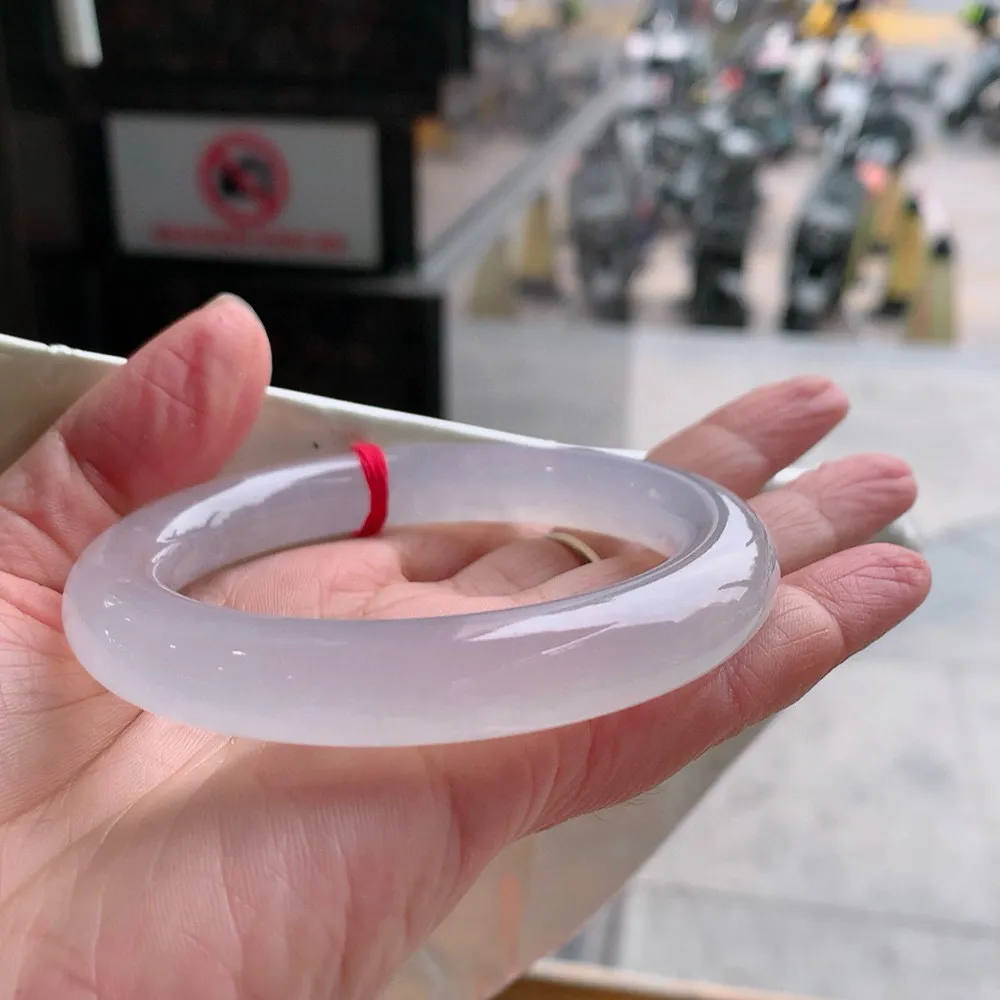 圆条玻璃种 无瑕 尺寸:58.4/11 种水好
