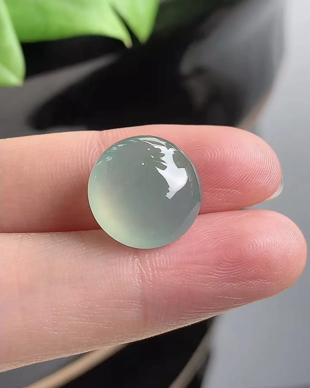 a货翡翠老坑冰种晴水蛋面镶嵌件 尺寸13.2×6.6mm