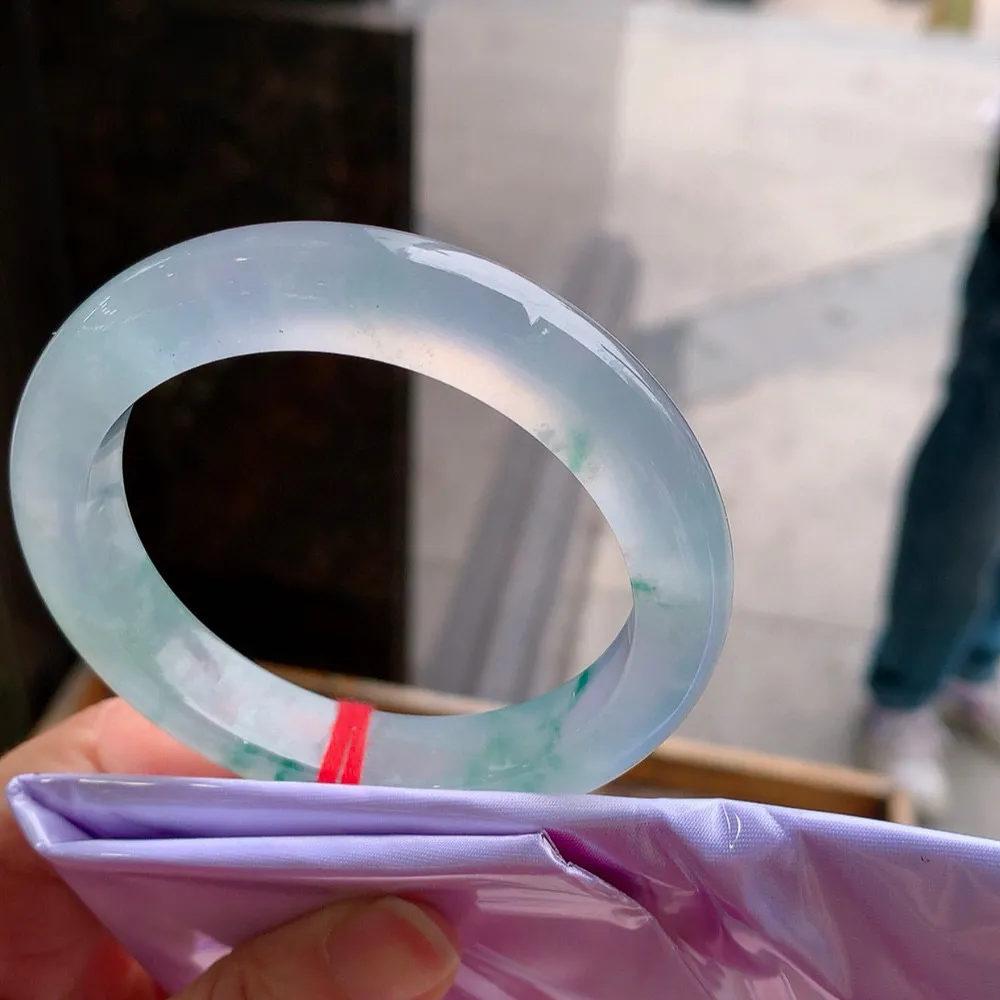 正圈玻璃种飘花 微棉根 尺寸:57.2/11.6/9.6 种水好花美