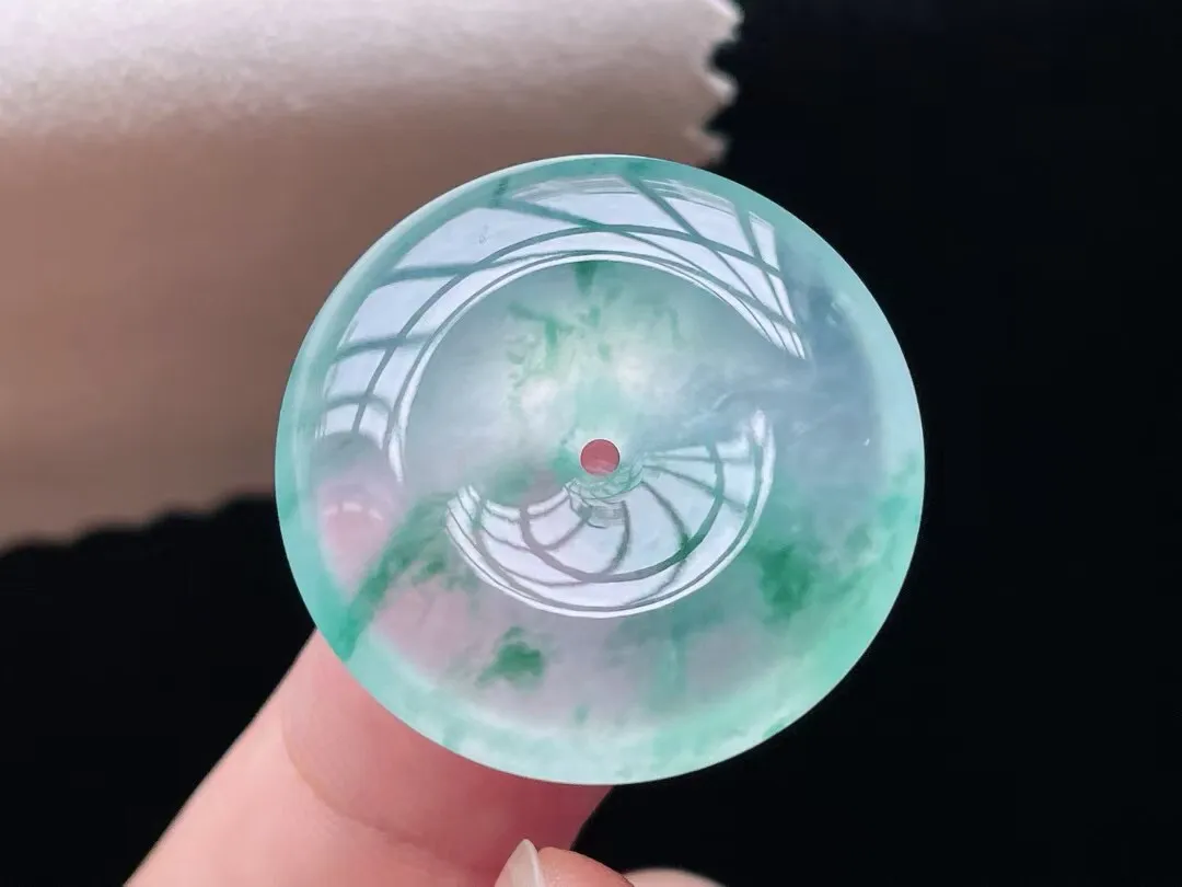 老坑冰飘花平安扣吊坠