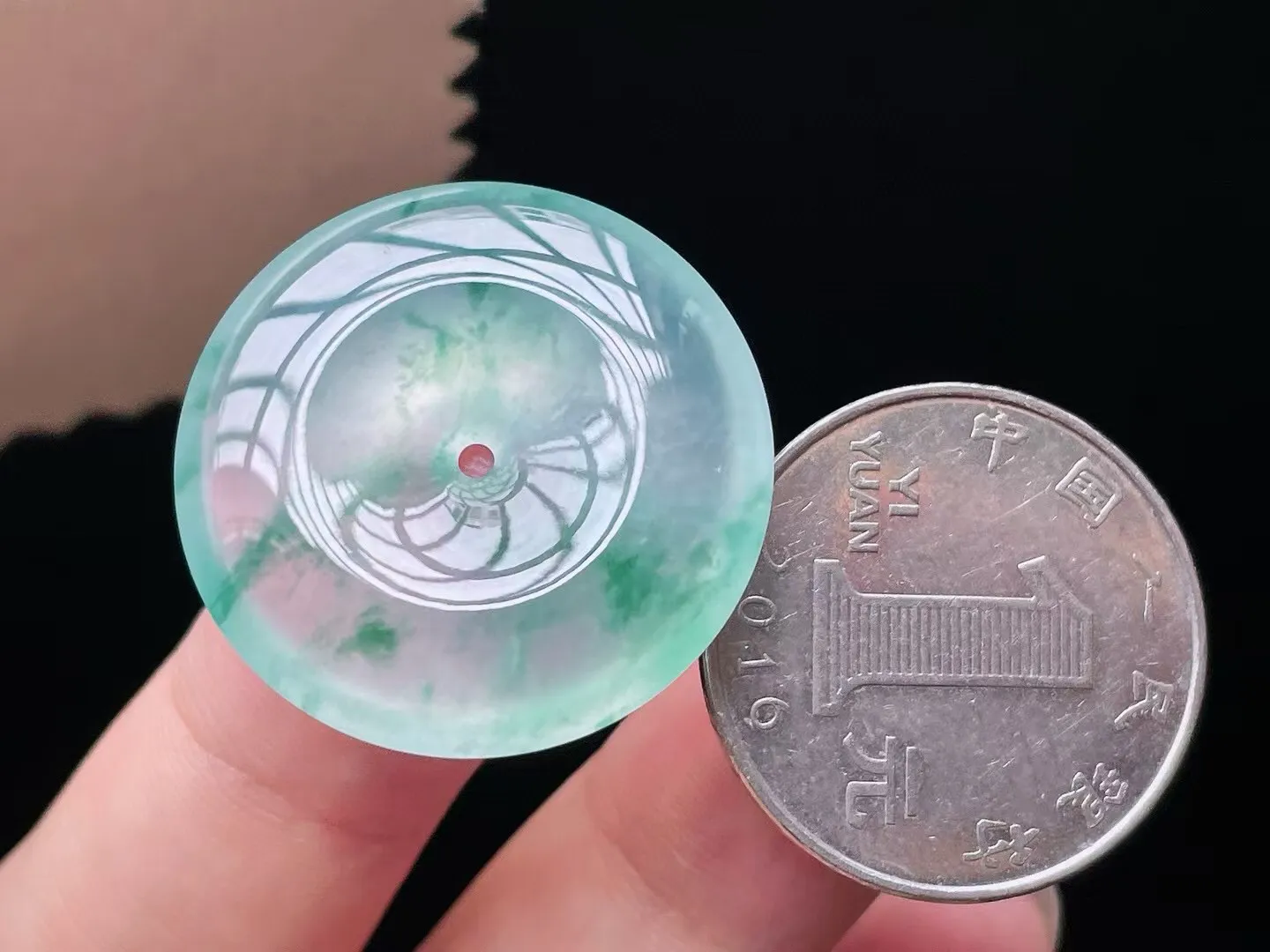 老坑冰飘花平安扣吊坠