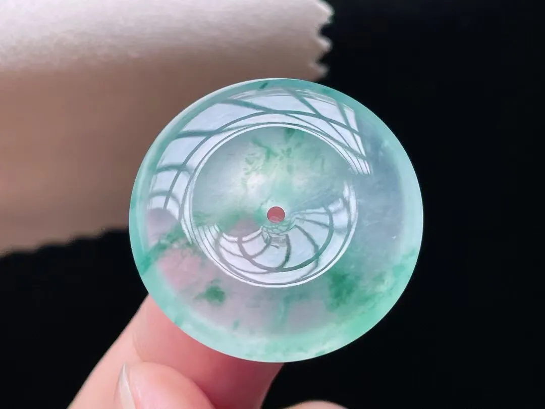 老坑冰飘花平安扣吊坠