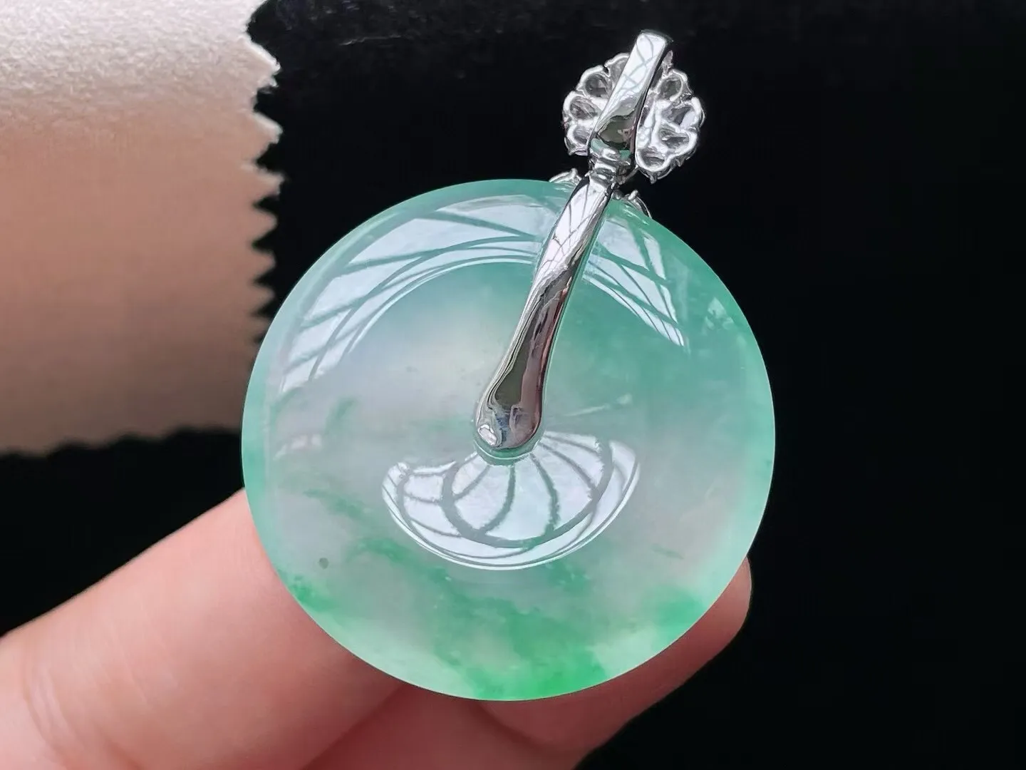 老坑冰种飘花平安扣吊坠