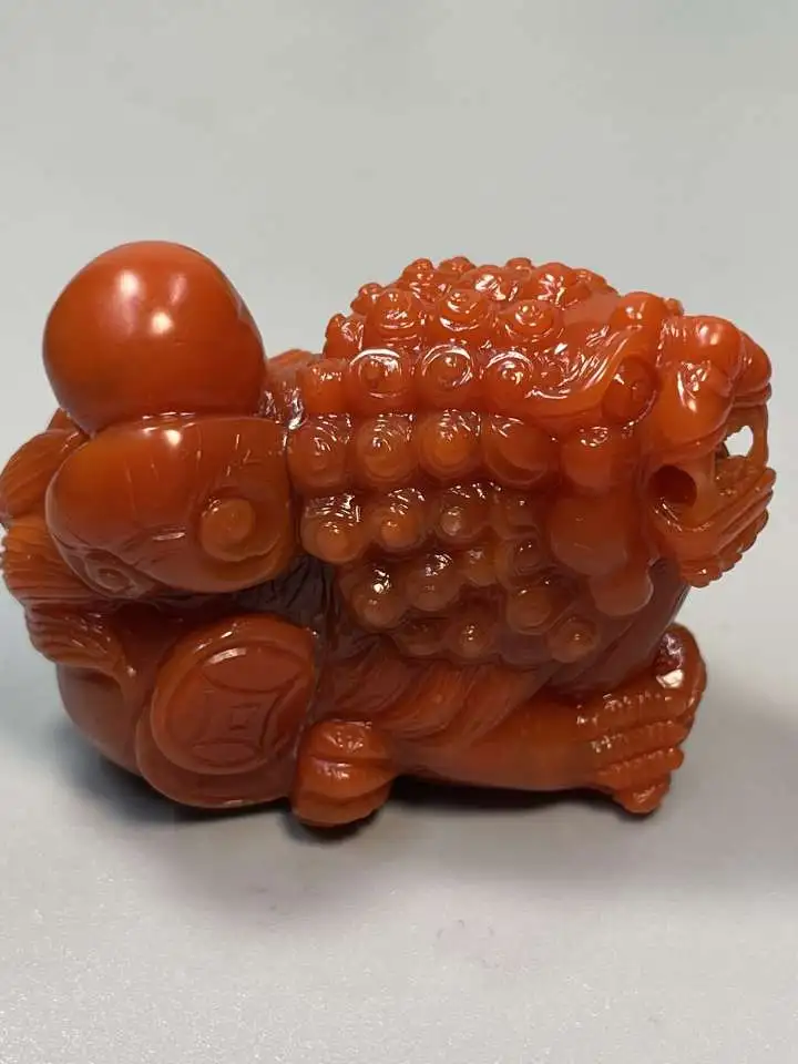 JYZ 川料南红【狮子】色彩红艳，满肉柿子红，多用款，规格约：50*28*37mm，重：63.8克