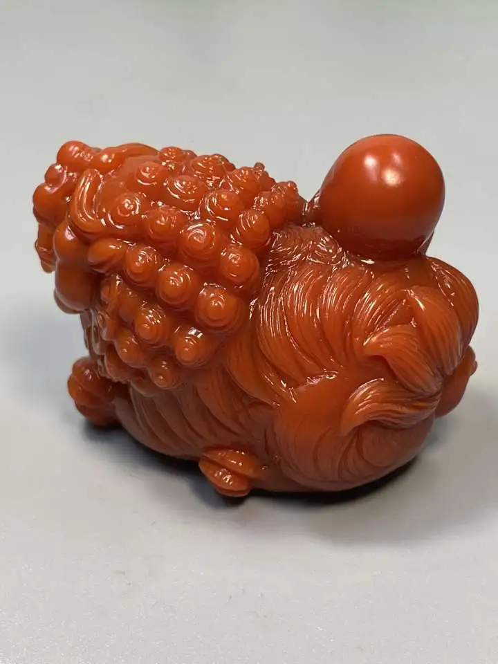 JYZ 川料南红【狮子】色彩红艳，满肉柿子红，多用款，规格约：50*28*37mm，重：63.8克