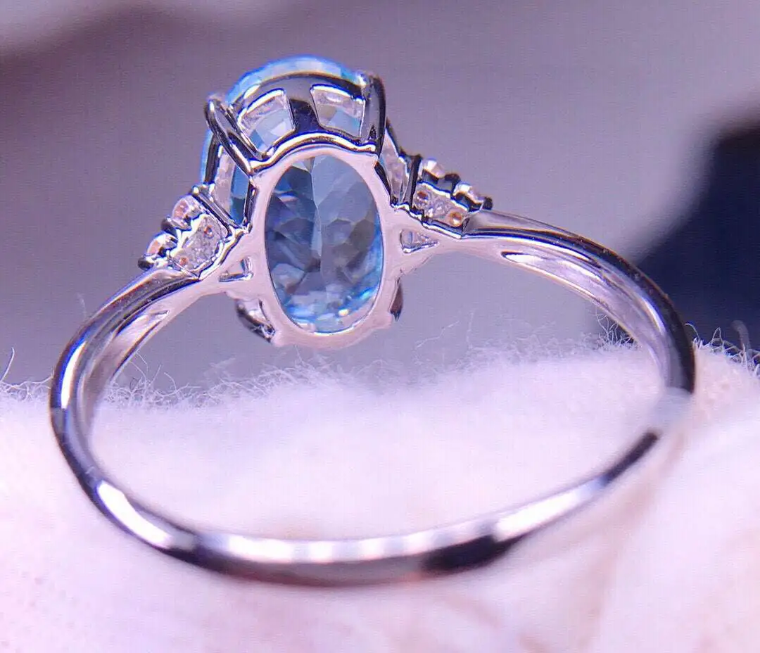 天然圣玛利亚海蓝宝戒指 戒指主石10.8*7.5 宝石约3.1ct  18k白金