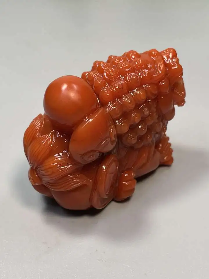 JYZ 川料南红【狮子】色彩红艳，满肉柿子红，多用款，规格约：50*28*37mm，重：63.8克