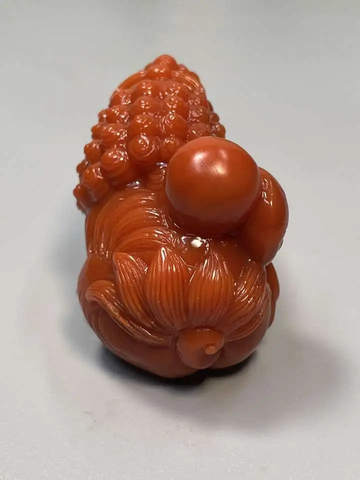JYZ 川料南红【狮子】色彩红艳，满肉柿子红，多用款，规格约：50*28*37mm，重：63.8克