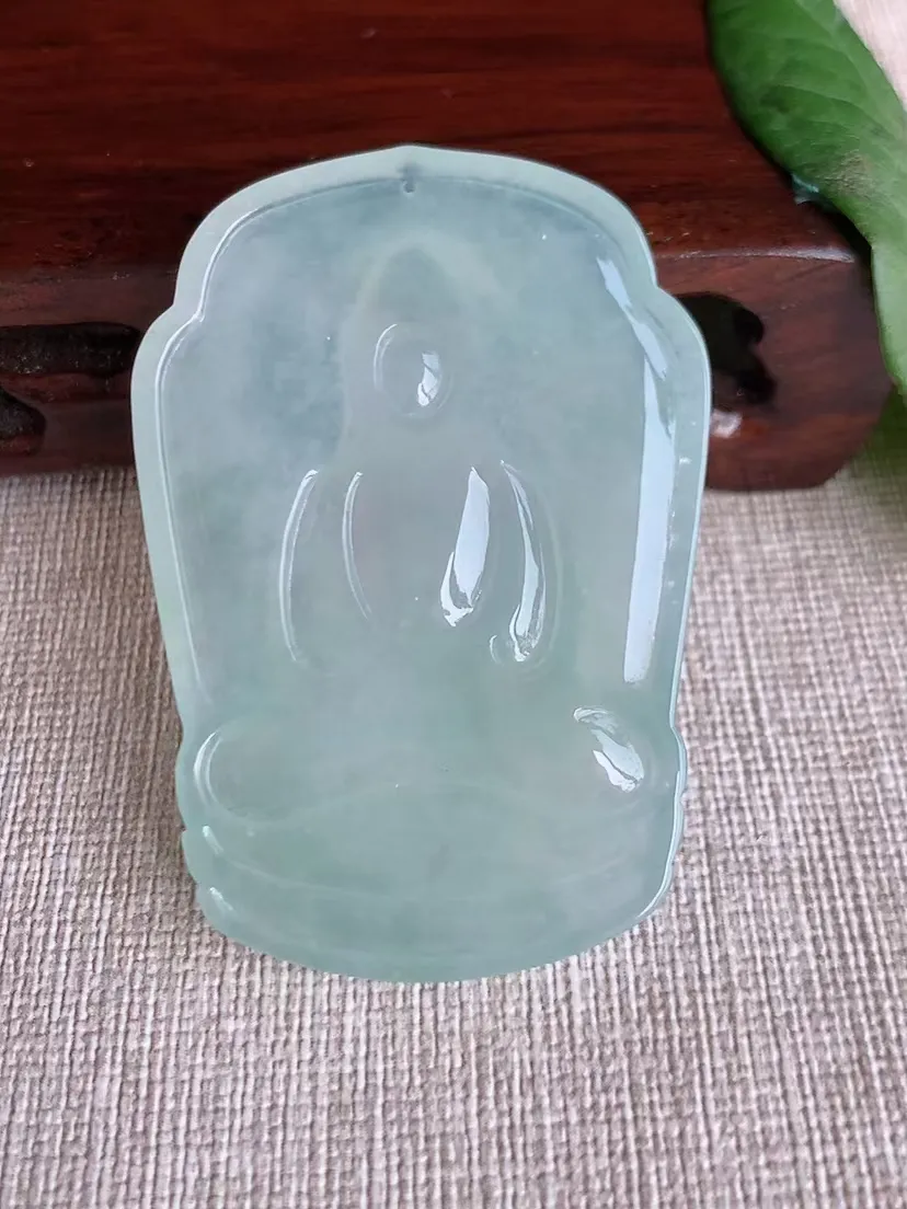 天然A货翡翠晴水观音吊坠尺寸54.4×37.6×6m量26.10g 0322